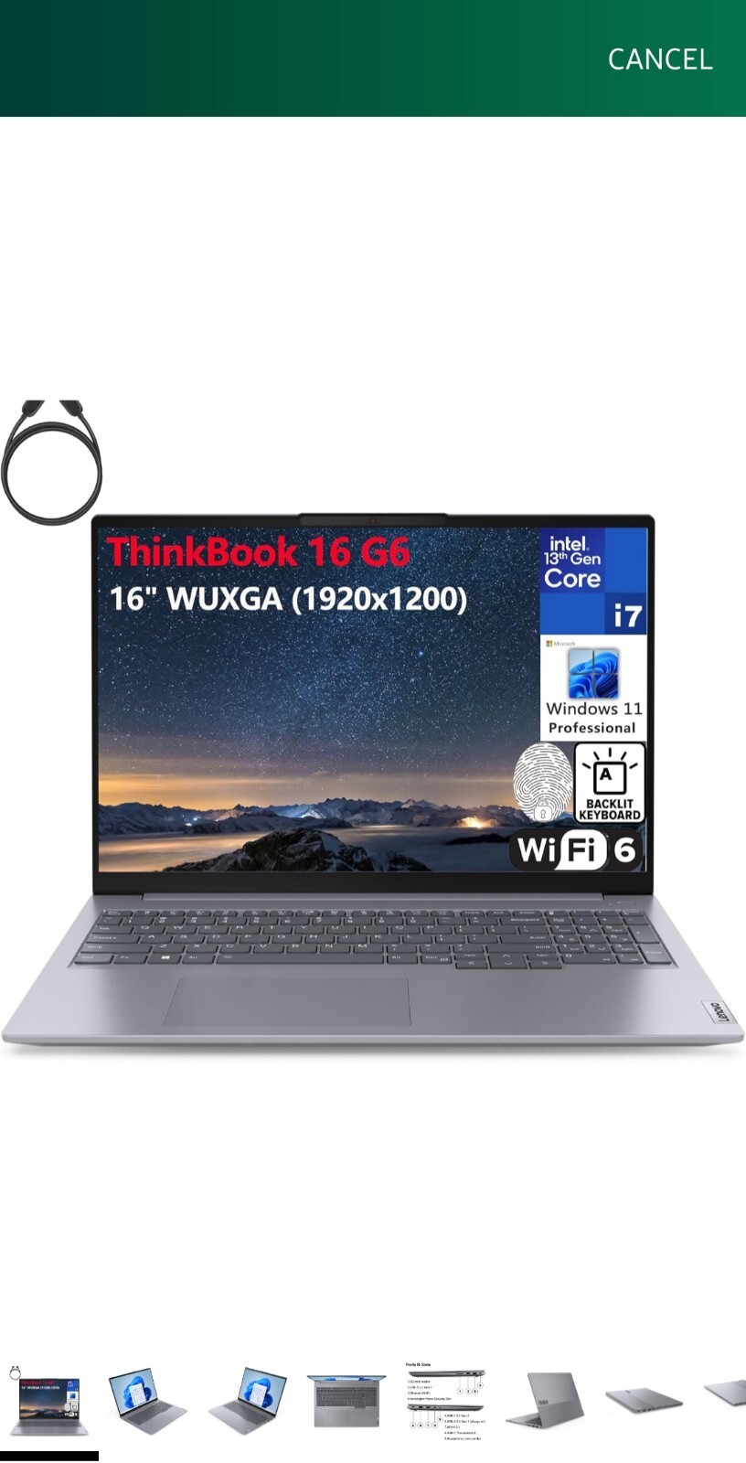 Lenovo ThinkBook 16 G6 16″ FHD+ Laptop Computer, 13th Gen Intel 14-Core i7-13700