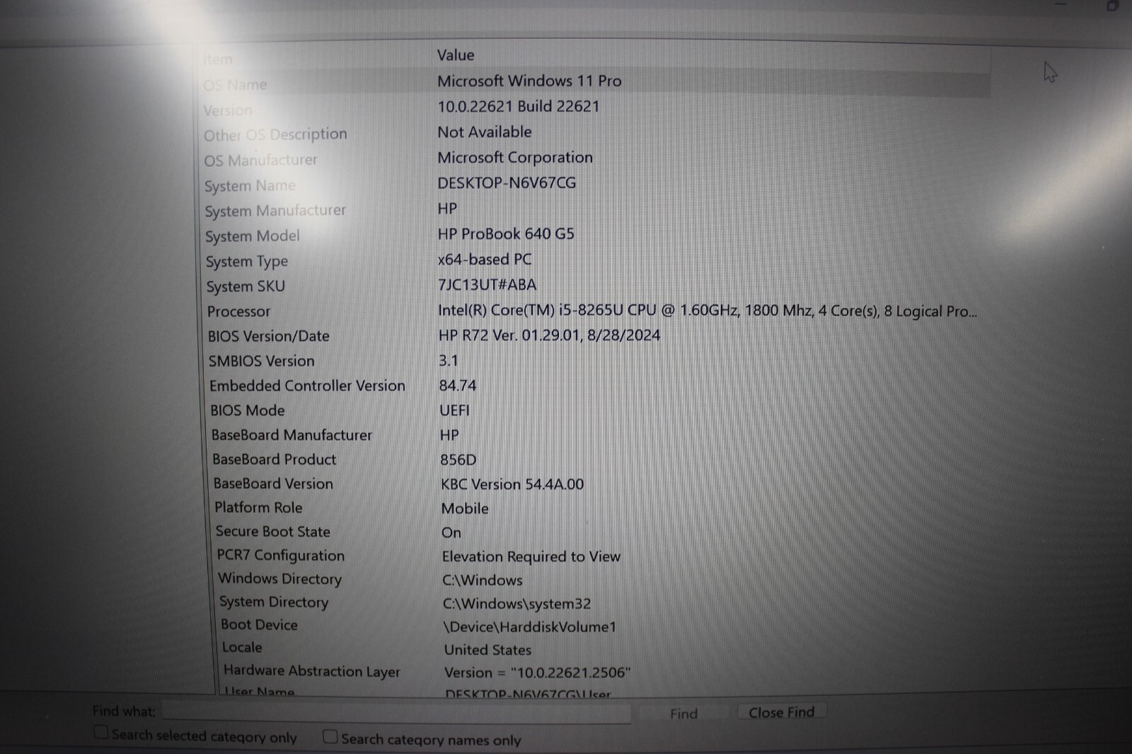 HP Probook 640G5 I5-8265U 256GB NvME SSD 16GB DDR4 Win11Pro
