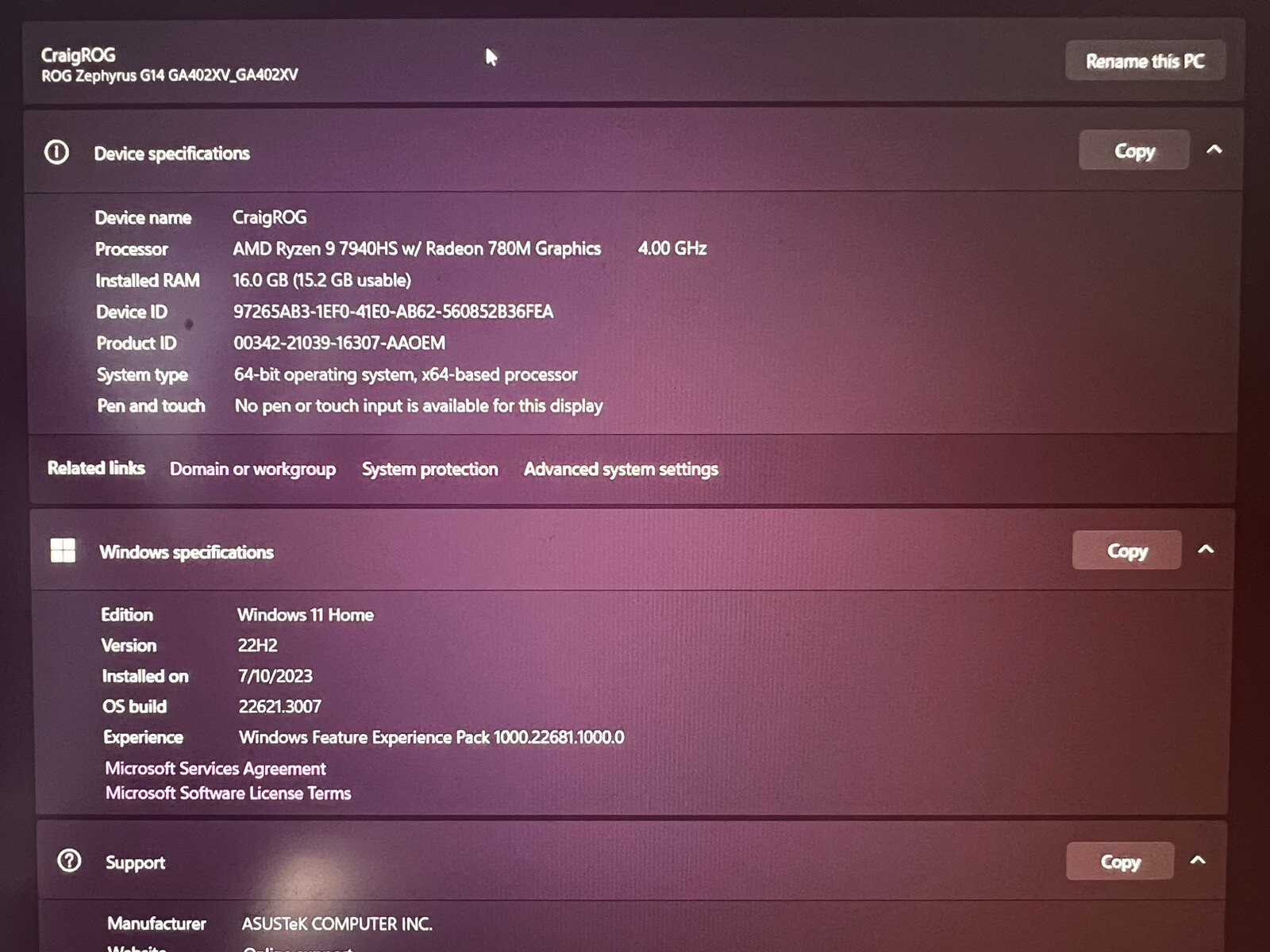 ASUS ROG Zephyrus 14″ (512GB SSD, AMD Ryzen 9 7000 Series, 5.20 GHz, 16GB)…