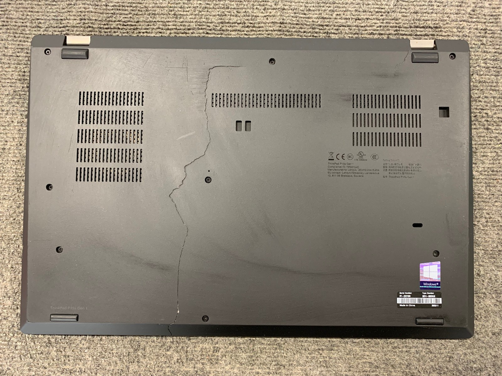Lenovo ThinkPad P15s Gen 1 15.6″ Touch Laptop i7-10510U 16GB, 256GB NVMe, As Is