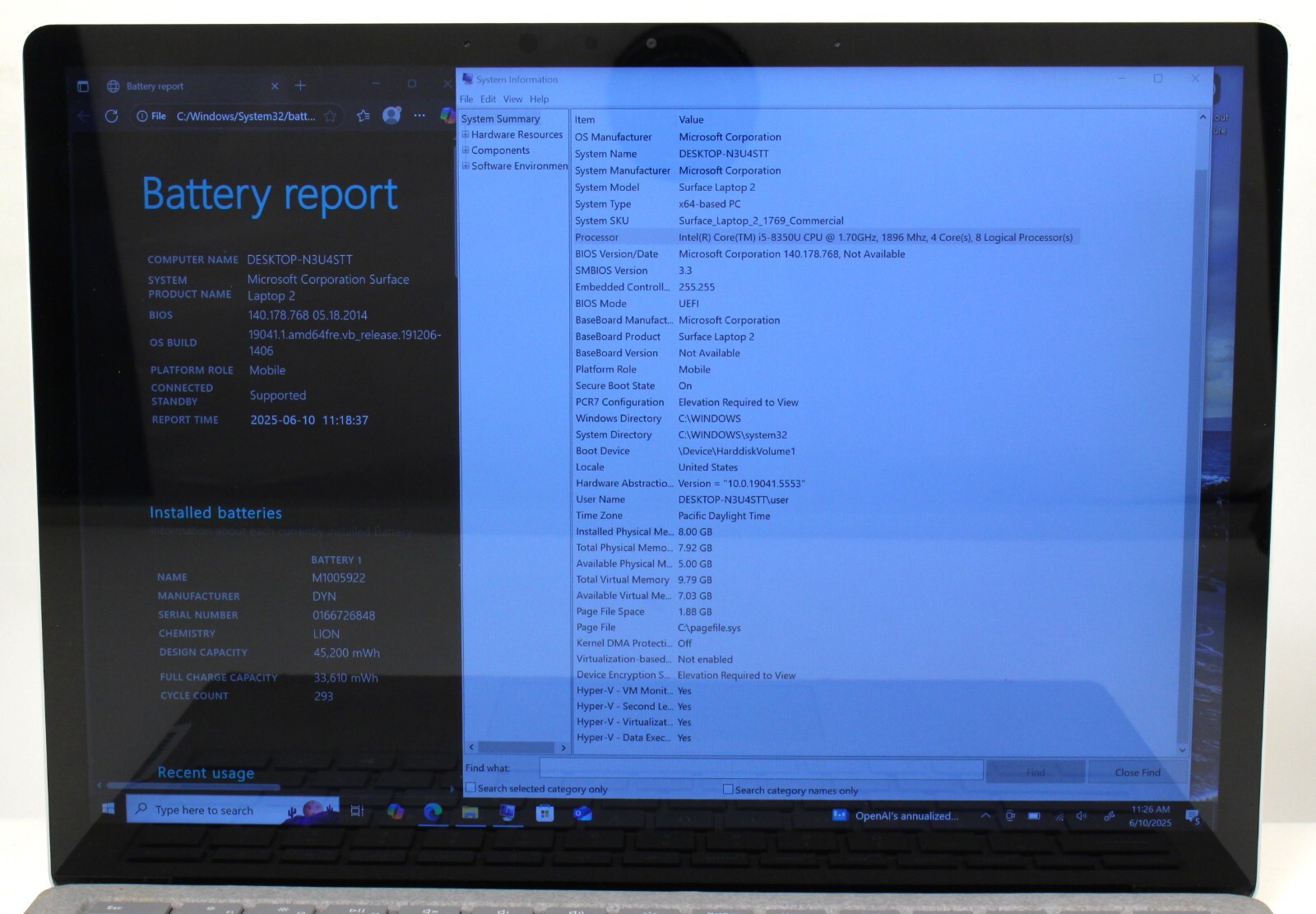 Microsoft Surface Laptop 2 1769 12.3″ 256GB SSD 8GB RAM 1.7GHz Core i5; 6162860