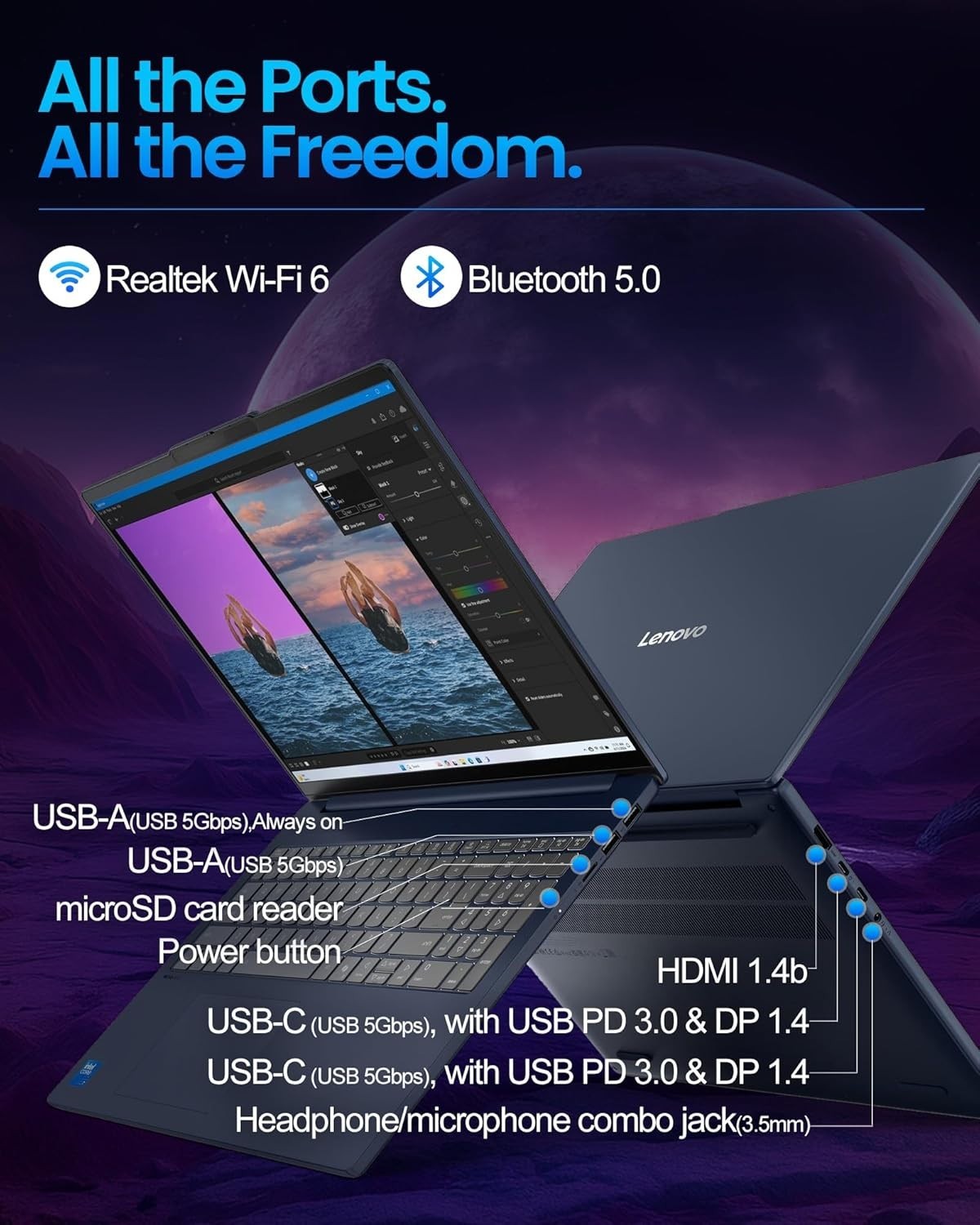 Lenovo IdeaPad 16″ FHD Touchscreen, Intel 10-Core 7 240H, Up to 64GB RAM 2TB SSD