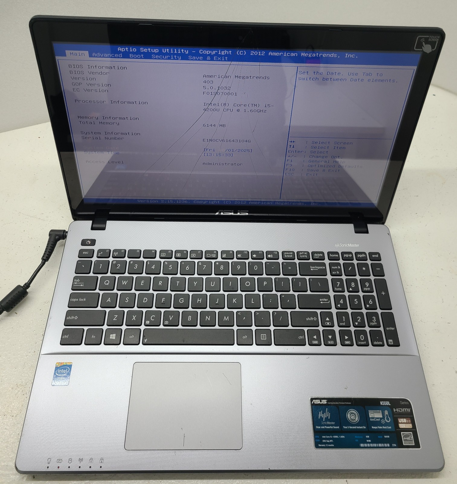 Asus K550L 15.6inch Laptop Intel Core i5-4200U 6GB RAM NO HD/OS (FL)