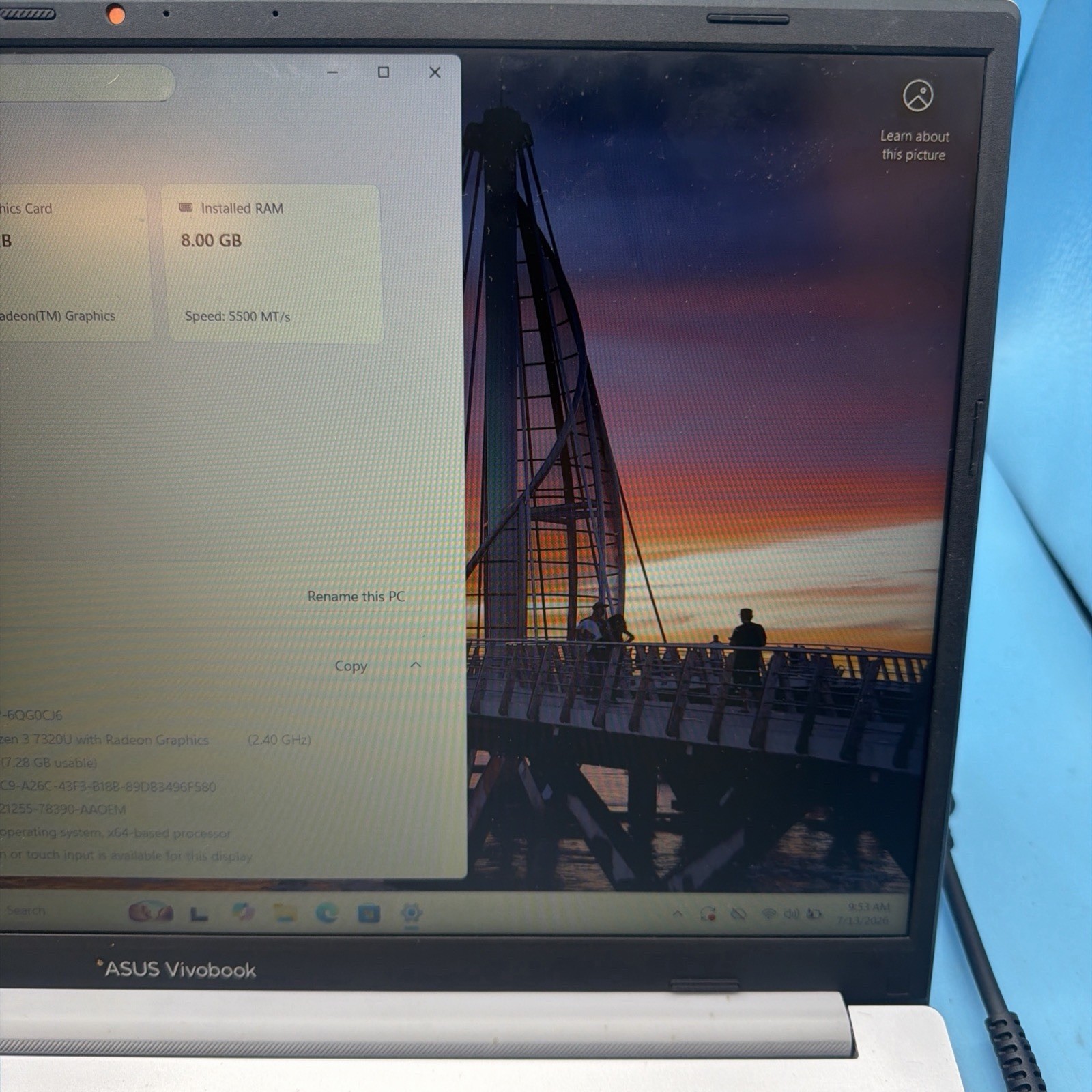 ASUS Vivobook Go 15 E1504FA 15.6″ Laptop AMD Ryzen 3 7320U 8GB RAM 512GB SSD W11