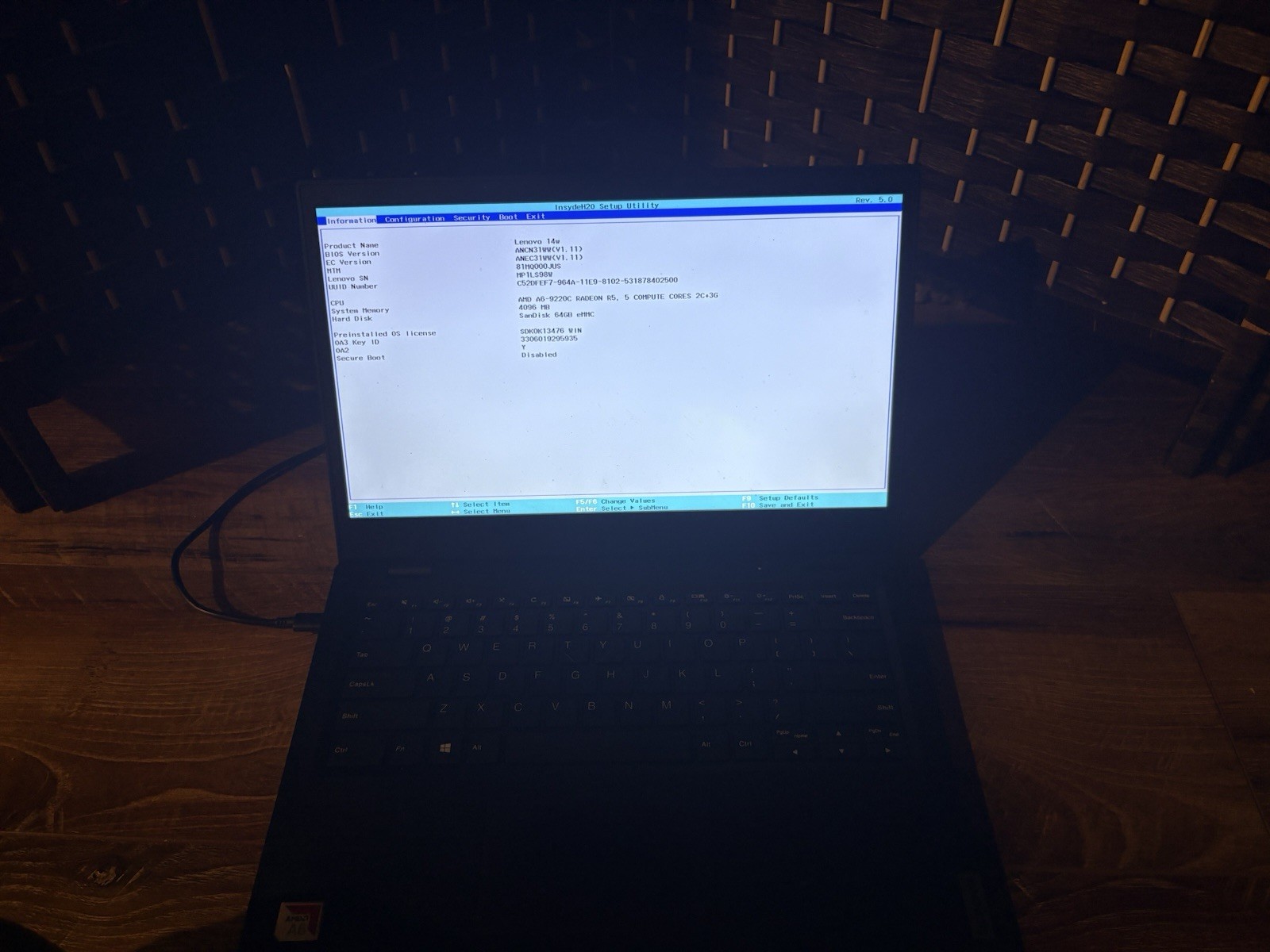 Lenovo 14w 14″ Notebook AMD A6-9220C 4GB RAM 64GB eMMC windows 10 Black