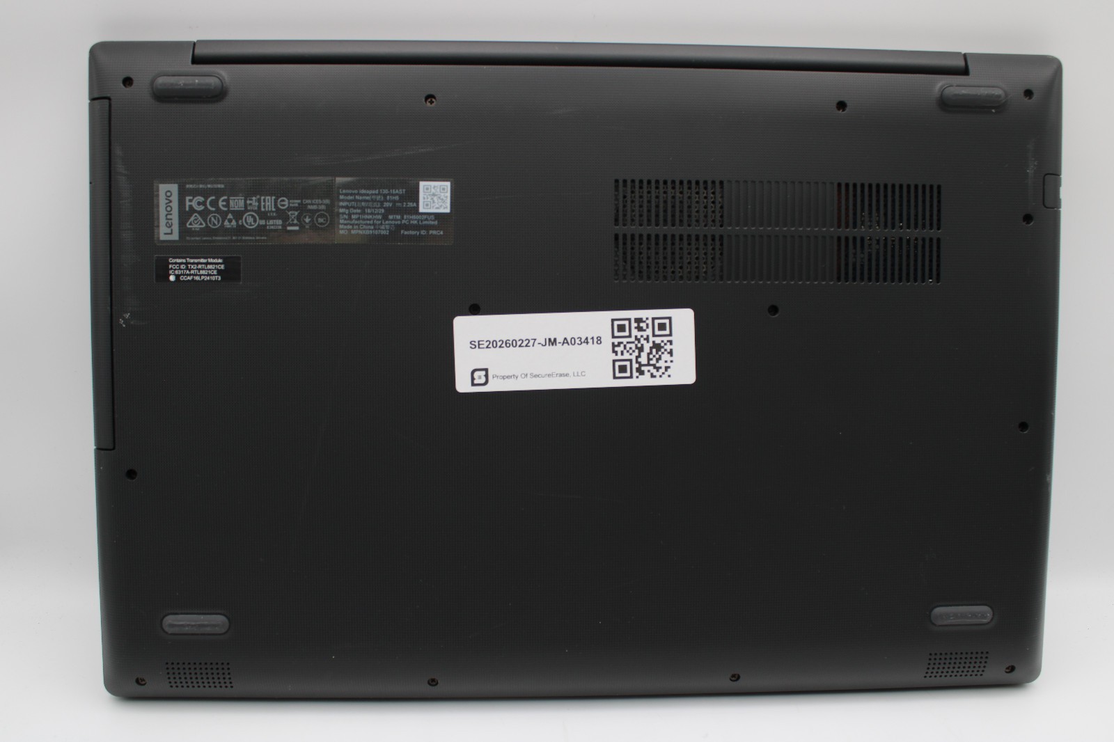Lenovo IdeaPad 130-15ast _ A9-9425 @ 3.1 + Radeon _ 8GB RAM _ 128GB SSD _ No OS
