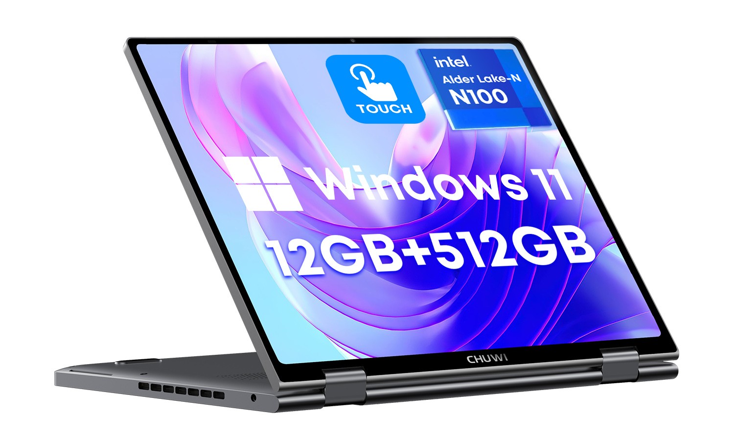 CHUWI MiniBook X 10.51in Intel N100 12GB RAM 512GB SSD Win11 mini Laptop PC