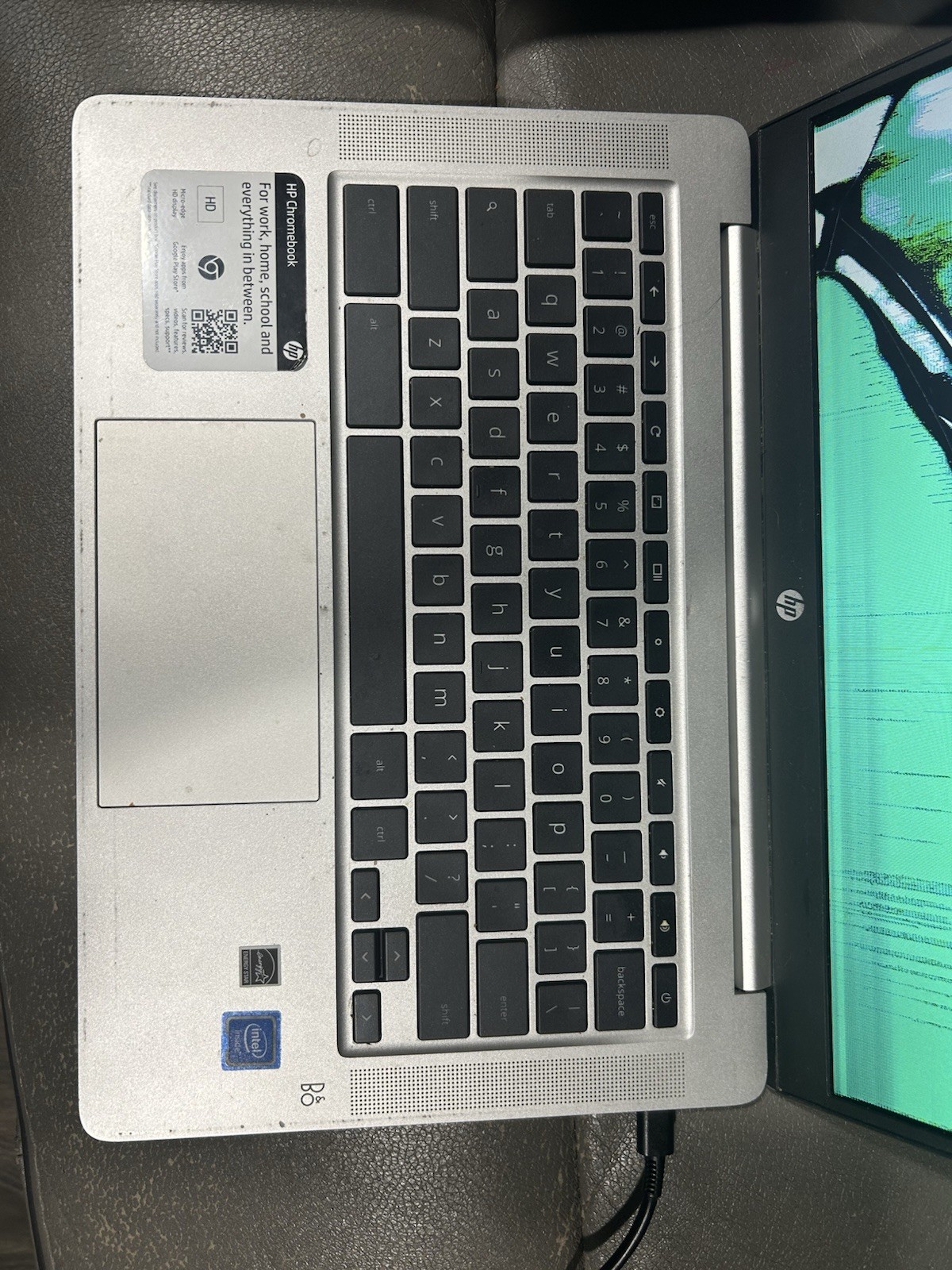 HP Chromebook Intel Silver Laptop Chrome OS Damaged Screen HD Display