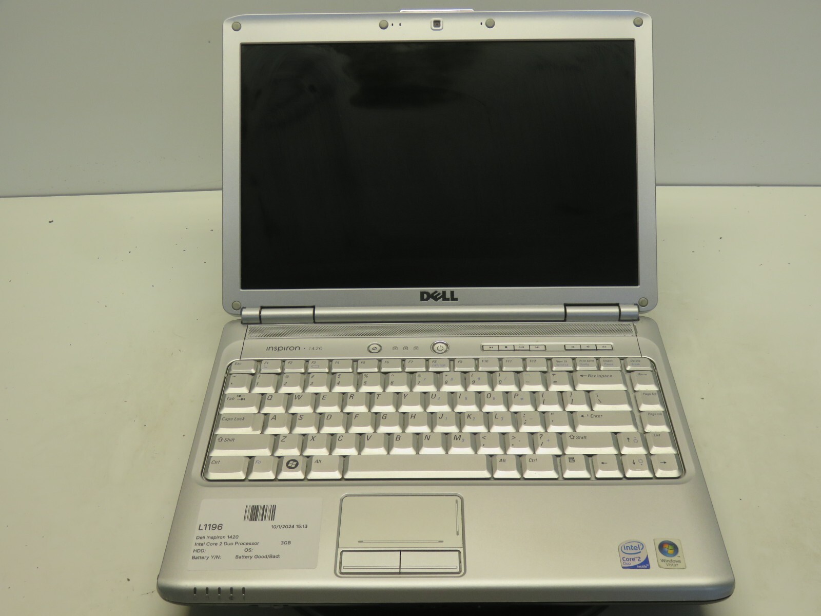 Dell Inspiron 1420 Intel Core 2 Duo Processor 1.83GHz 3GB NO HDD No Batt