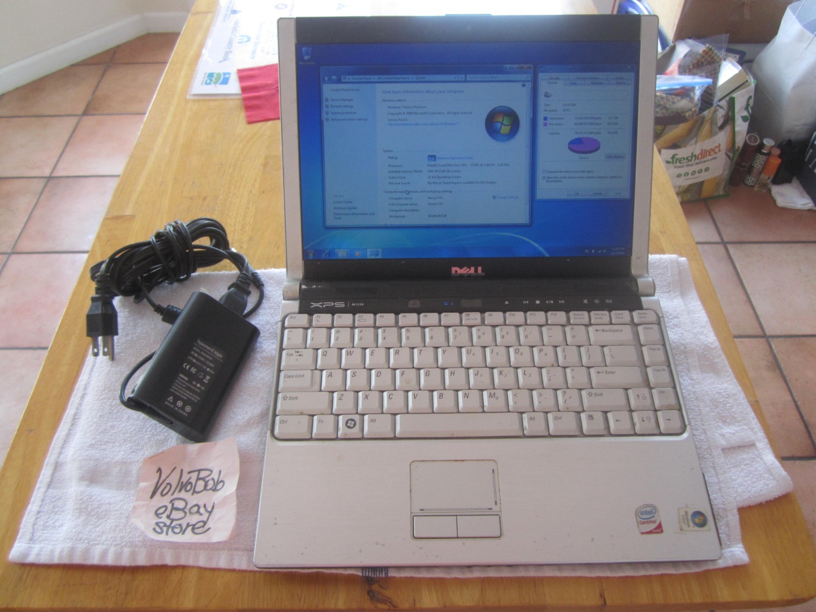 DELL XPS M1330 LAPTOP 2.2GHz 4GBRAM 80GBHD SCREEN INTACT W/PwrCord – WORKS