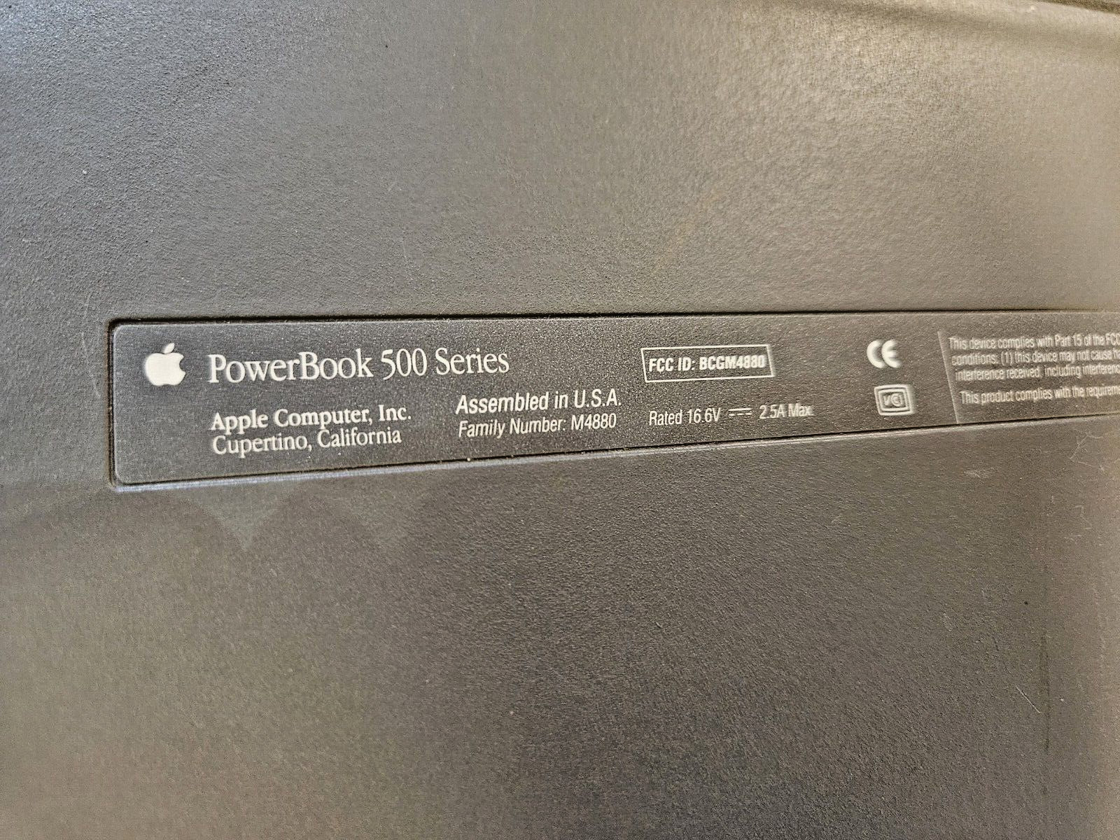 APPLE MACINTOSH POWERBOOK 500 M4880 FAMILY 500 SERIES