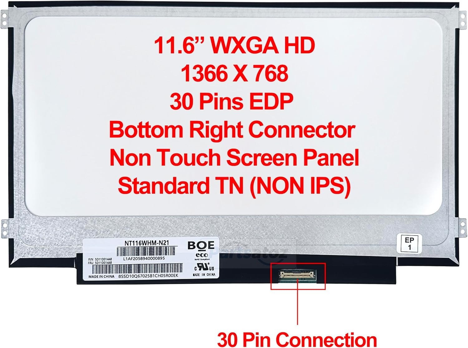 New 11.6″ B116XTN02.3 LED LCD Screen 1366×768 WXGA HD Matte Display