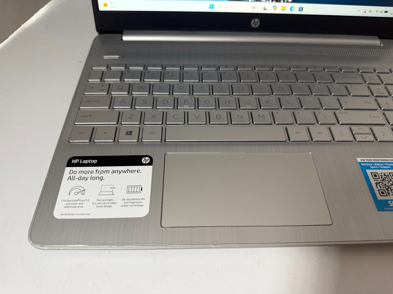 HP Laptop 11th Gen Core i5-1135G7 16GB RAM 512GB NVMe Win11H w/AC Adapter