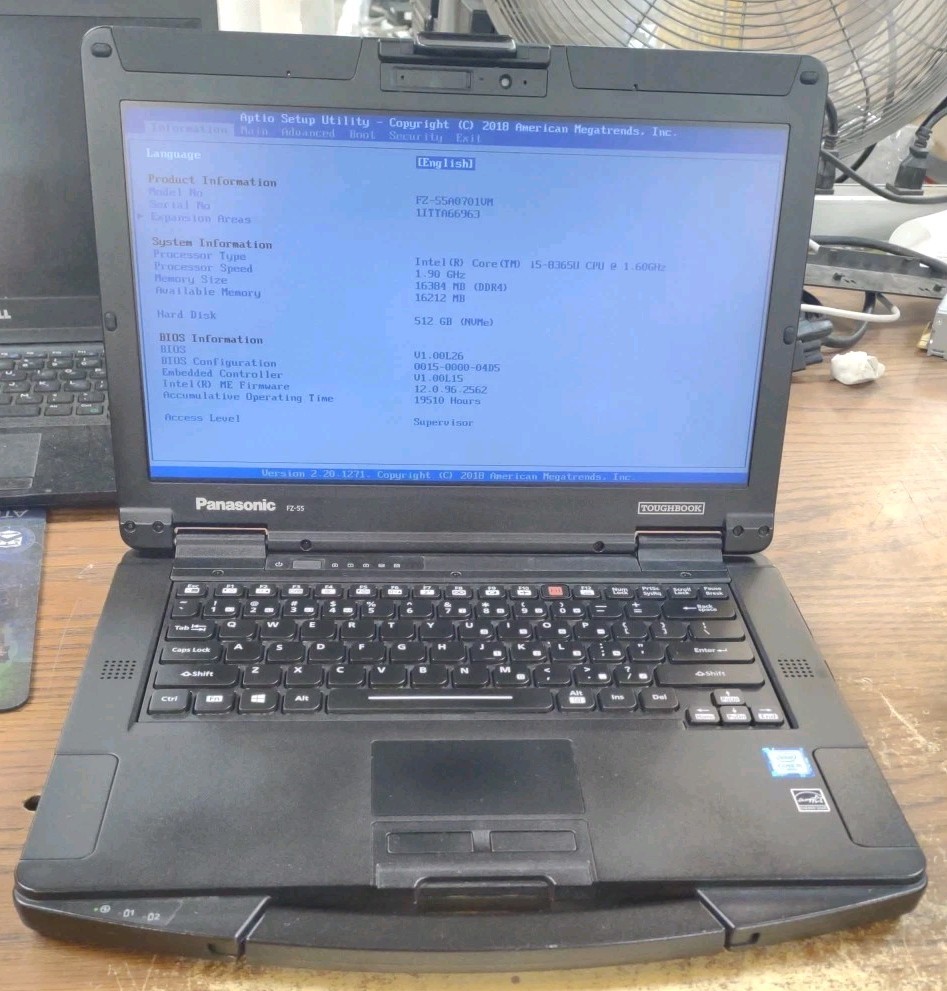 Panasonic ToughBook FZ-55 W/ i5-8365U, 512GB SSD, 16GB RAM. NON TOUCH
