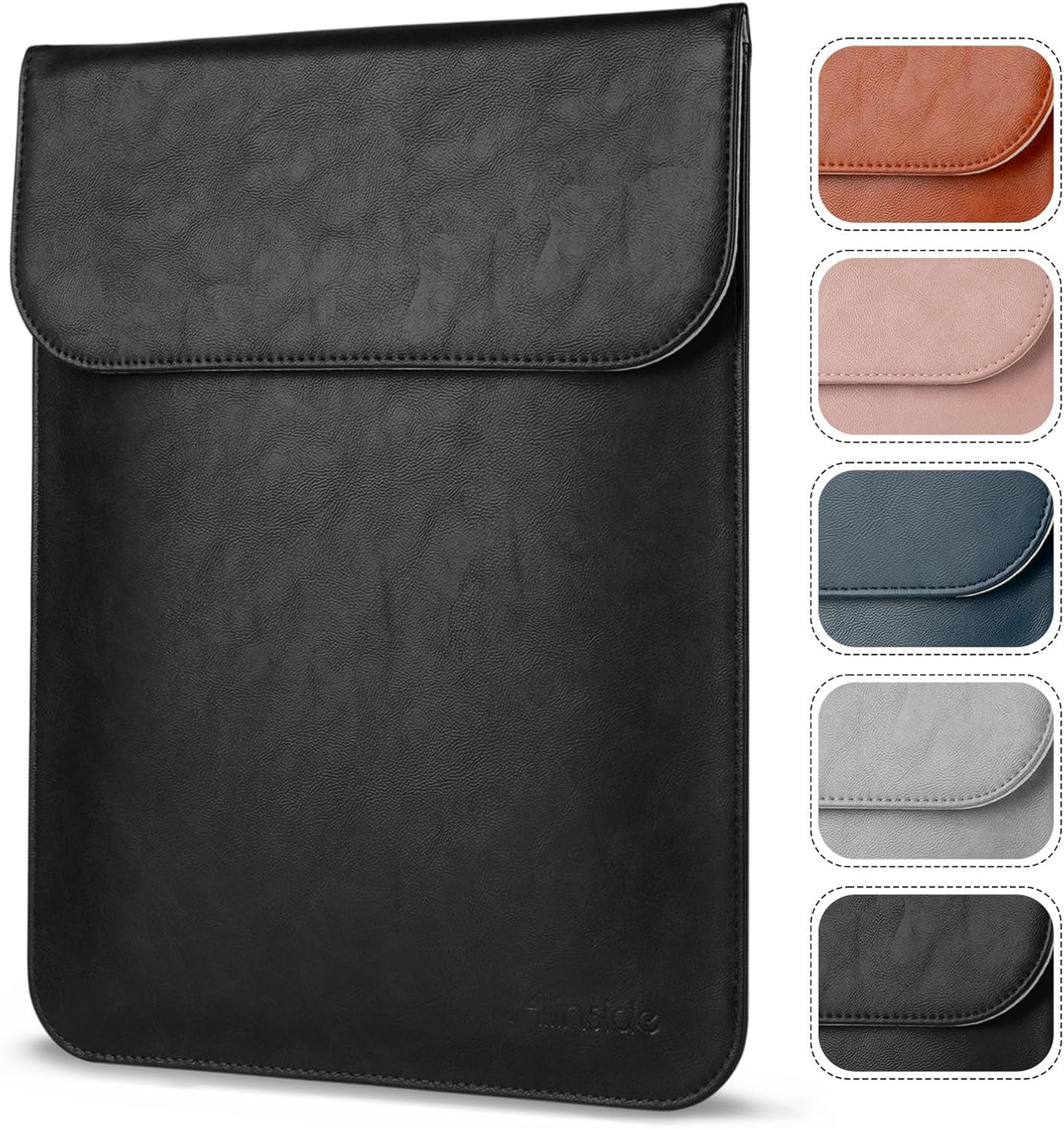 Black Waterproof PU Leather Laptop Sleeve for 15-16 inch MacBook Pro 2021-2026