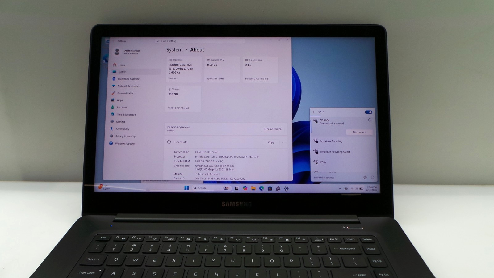 Samsung Notebook NP940Z5L | 15.6″ | i7-6700HQ | 8GB 256GB SSD | Touchscreen