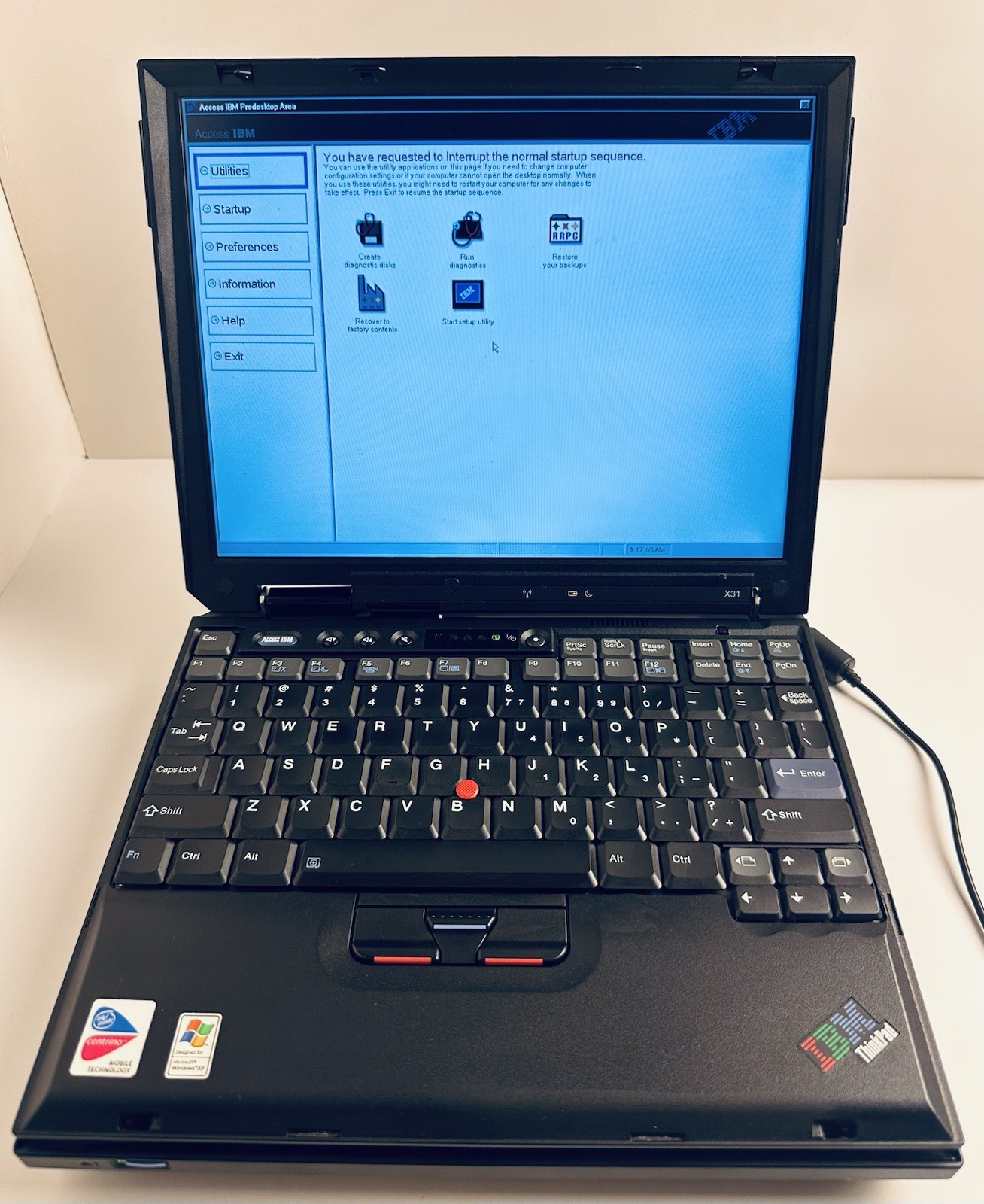 IBM ThinkPad X31 Laptop W/ Power Adapter & Cables ( For Parts ) No Return