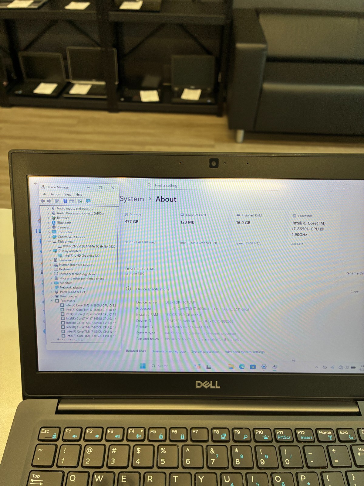 Dell Latitude 7290: 12.5″ / i7-8650U / 16Gb / SSD 512Gb / Win 11 Pro