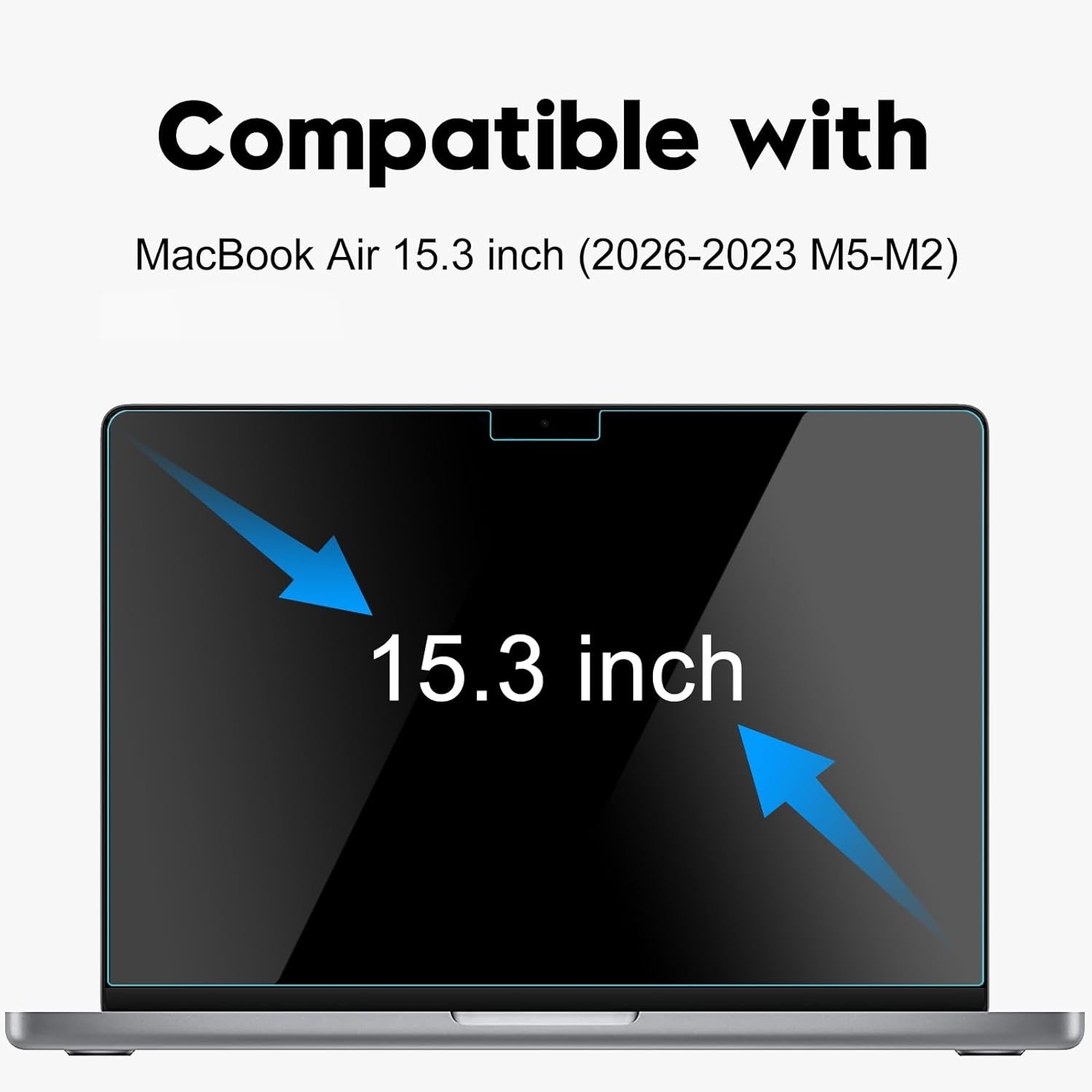 9H Hardness Tempered Glass Screen Protector for Apple 2026-2023 MacBook Air 15.3