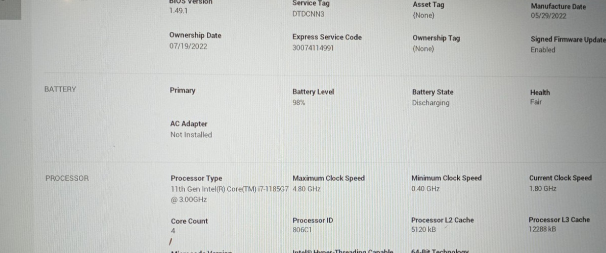 Dell Latitude 7420 14″FHD i7-1185G7@3.0GHZ 16GB RAM 512GB NVMe Win11Pro WH692!