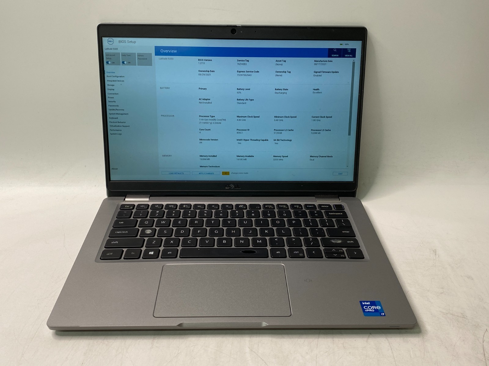 Dell Latitude 5320 17-1185G7 16GB DDR4 No SDD/AC – Heavy Wear/84% Battery PARTS