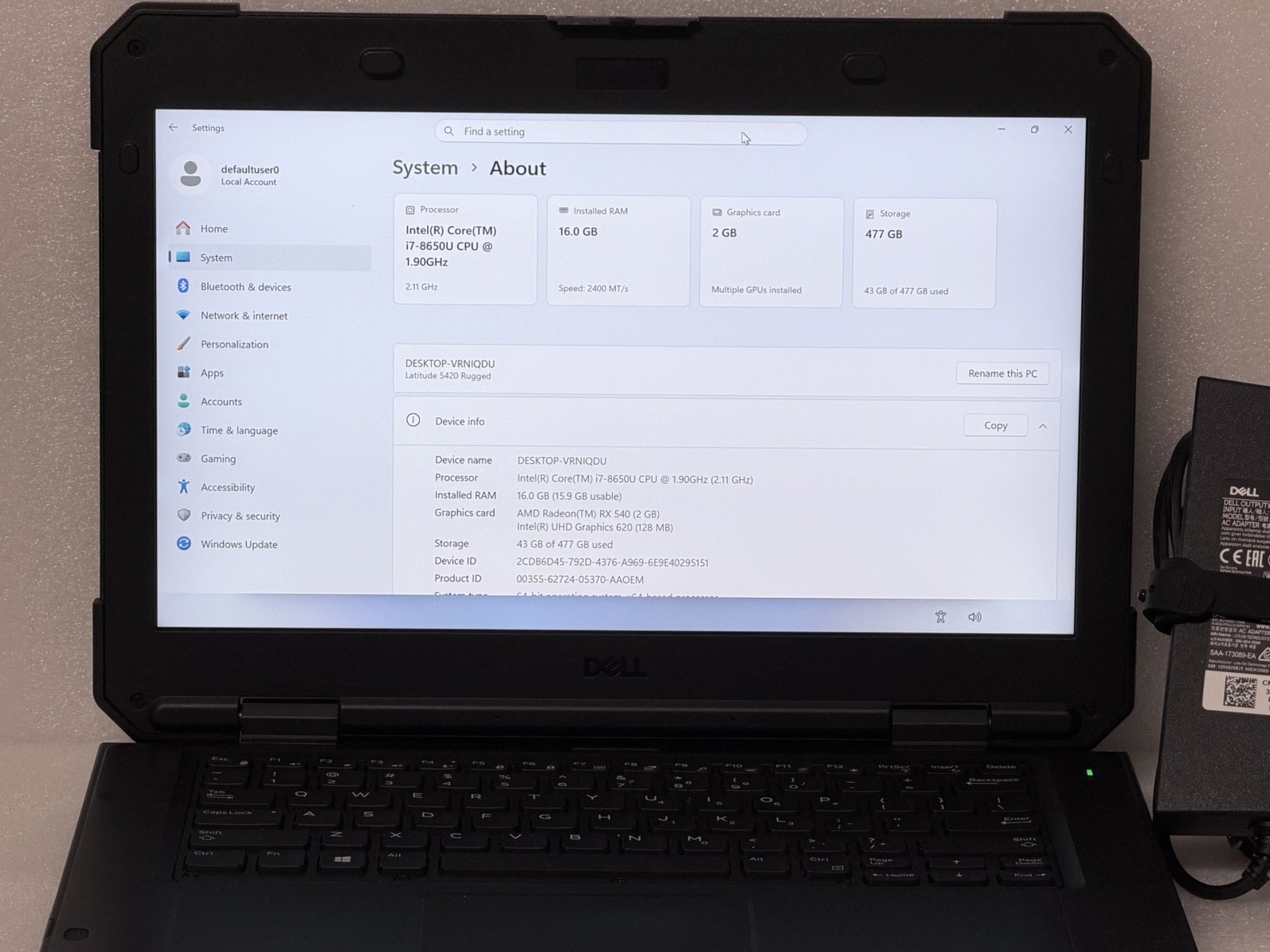 Dell Latitude 5420 Rugged Laptop i7 8650U 1.90GHZ 14″ FHD 16GB 512GB NVMe Win 11