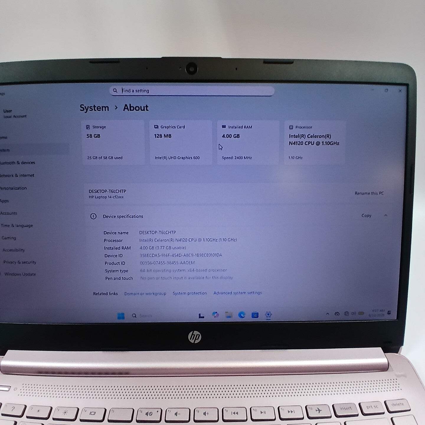 HP Laptop 14-cf2112wm 14″ Celeron N4120 1.1GHz 4GB RAM 64GB SSD