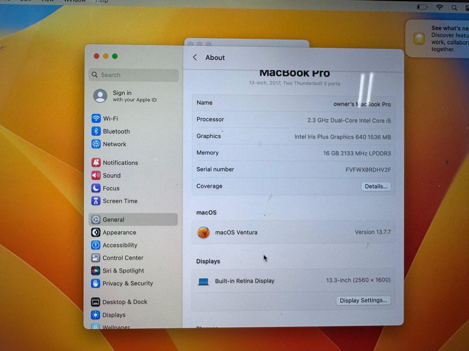 Apple MacBook Pro 2017 13″ Intel Core i5 16GB RAM 500 GB SSD *Read*
