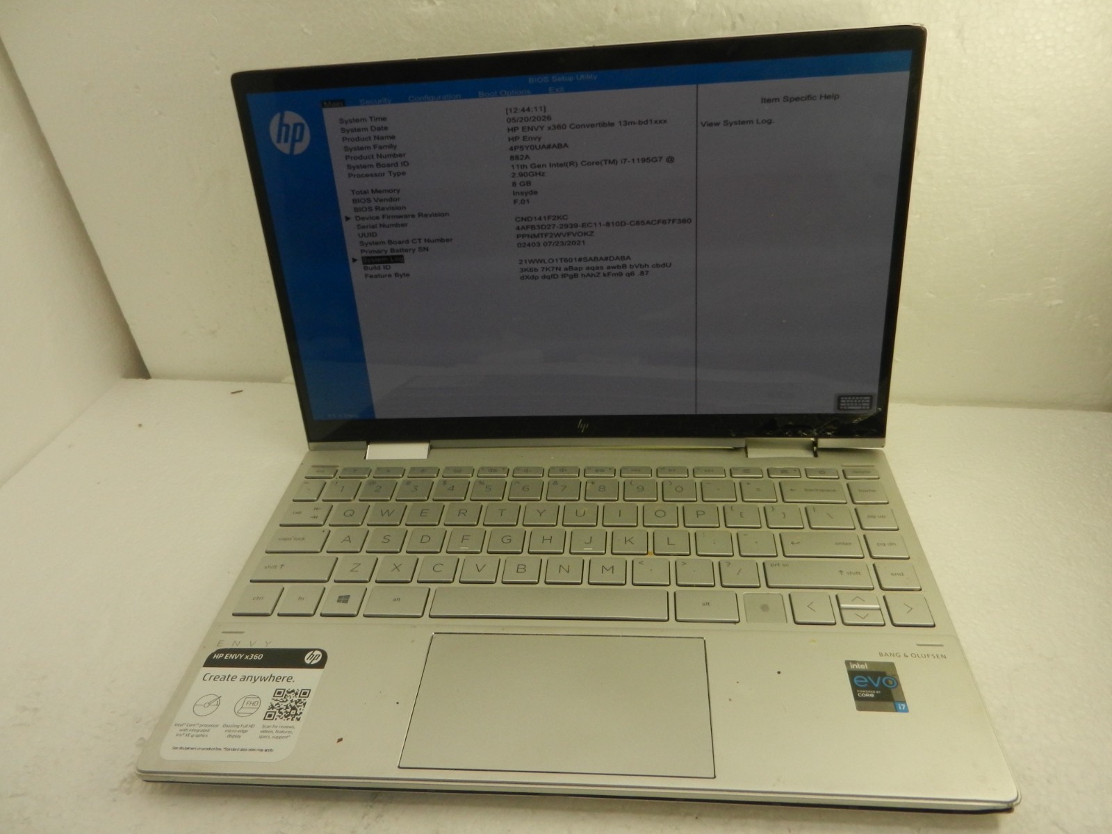 HP ENVY X360 Convertible 13M – CORE i7-1195G7 / 8GB RAM / NO HDD – PARTS/REPAIR
