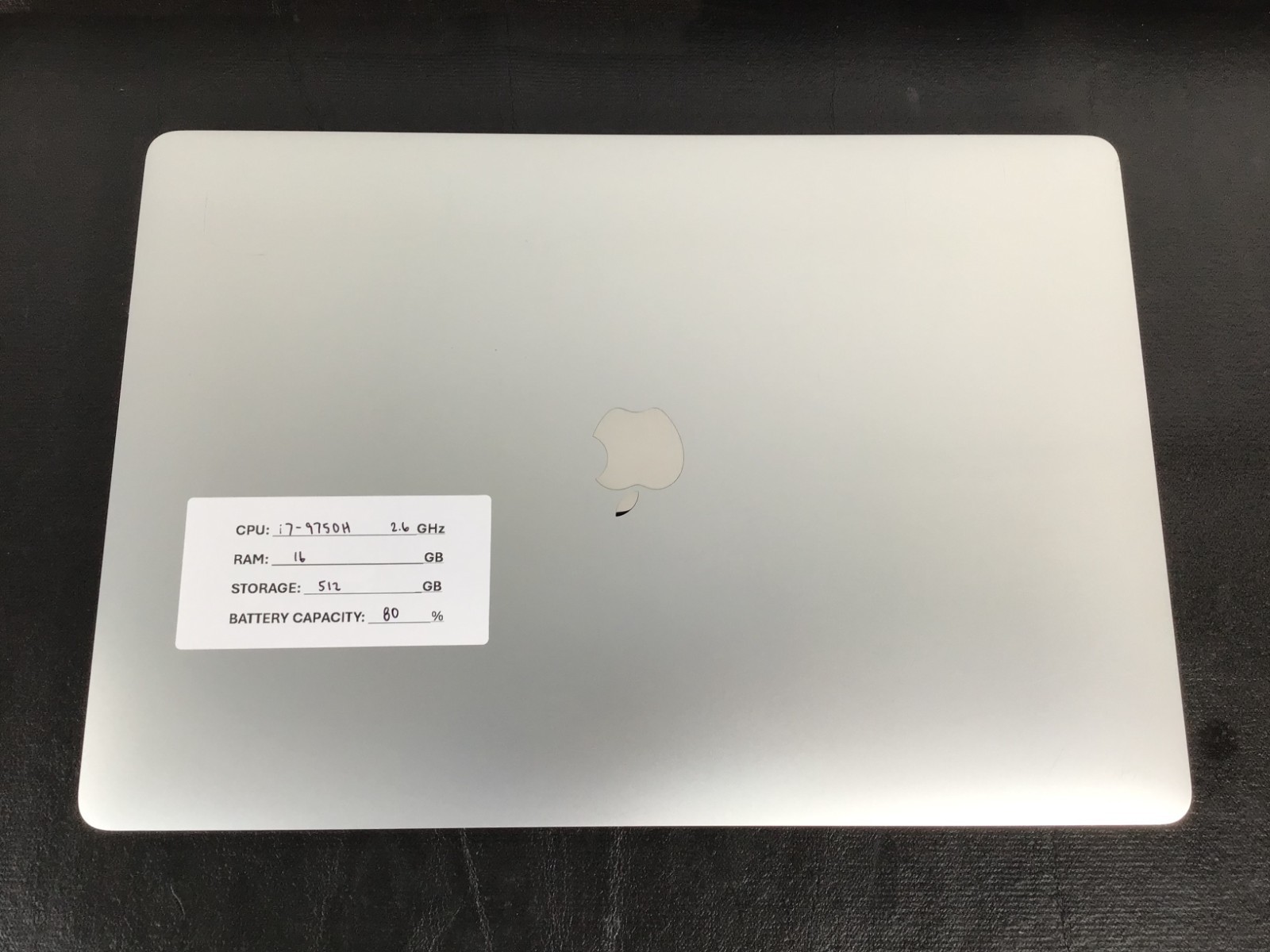 Apple MacBook Pro 16″ A2141 i7-9750H 2.6GHz 16GB RAM 500B NVMe 80% Battery ~