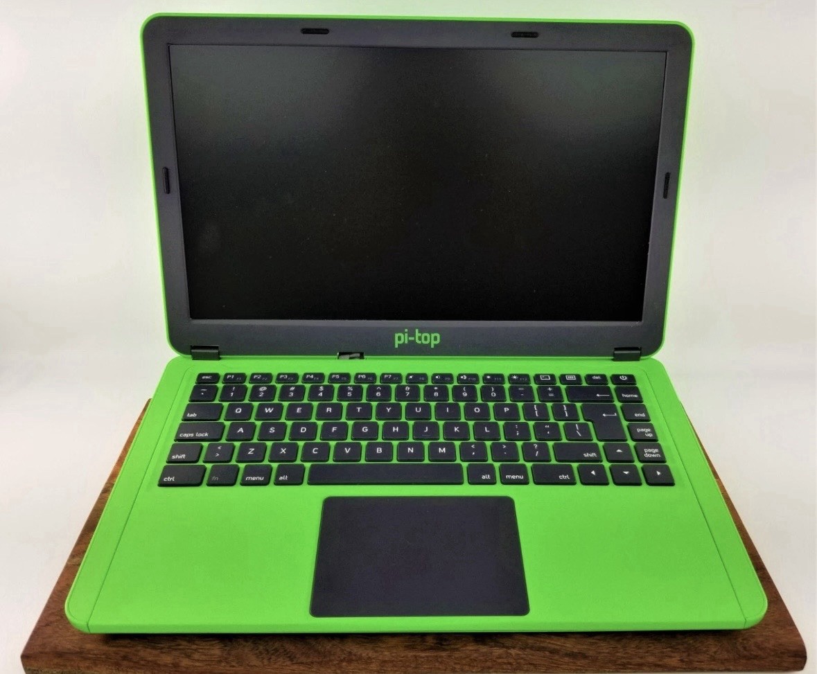 Working pi-top Green 14in Laptop with Raspberry Pi installed.