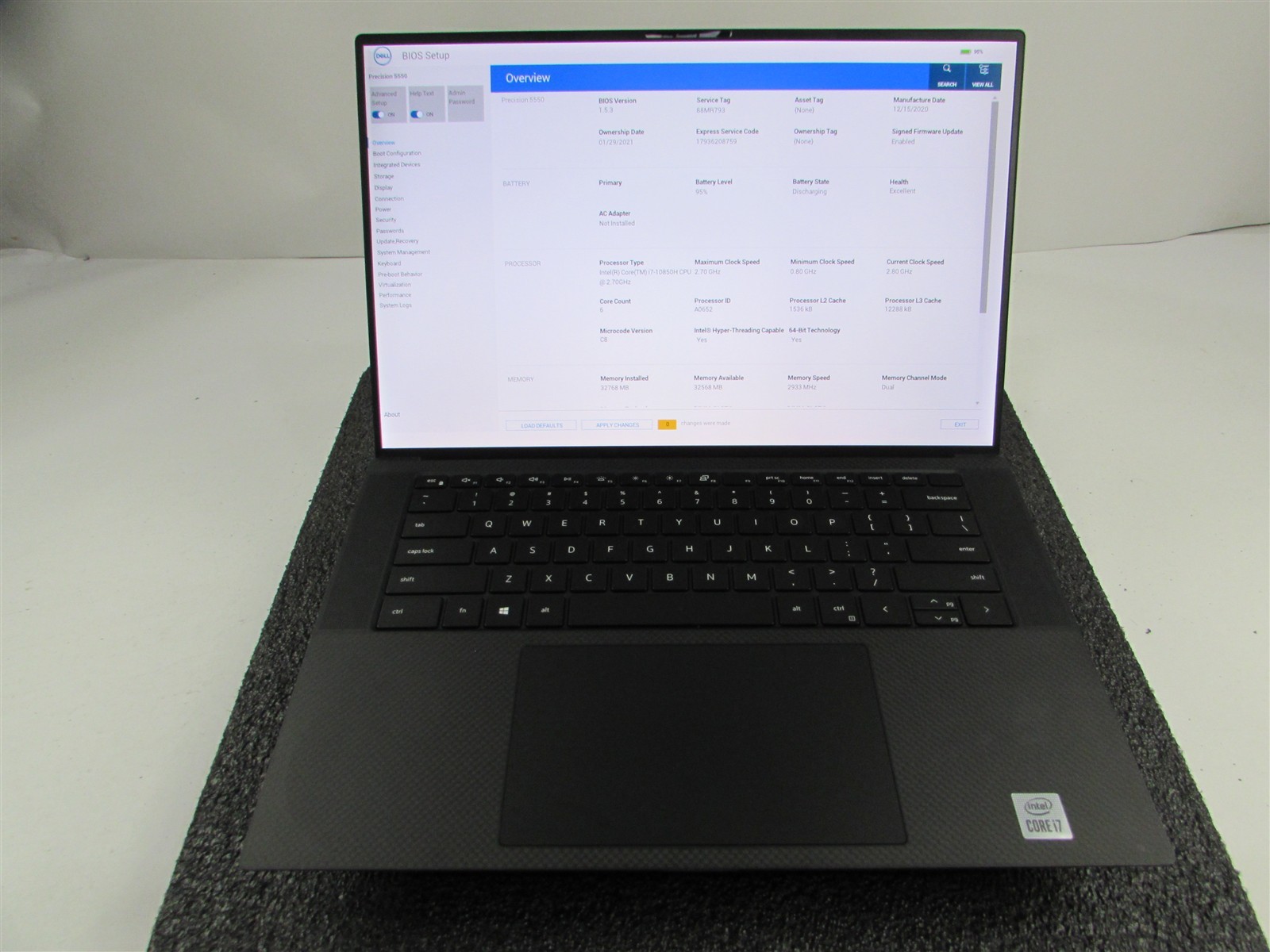 DELL PRECISION 5550 1920X1200 FHD CORE I7-10850H 512GB SSD 32GB RAM T1000 WIN 11