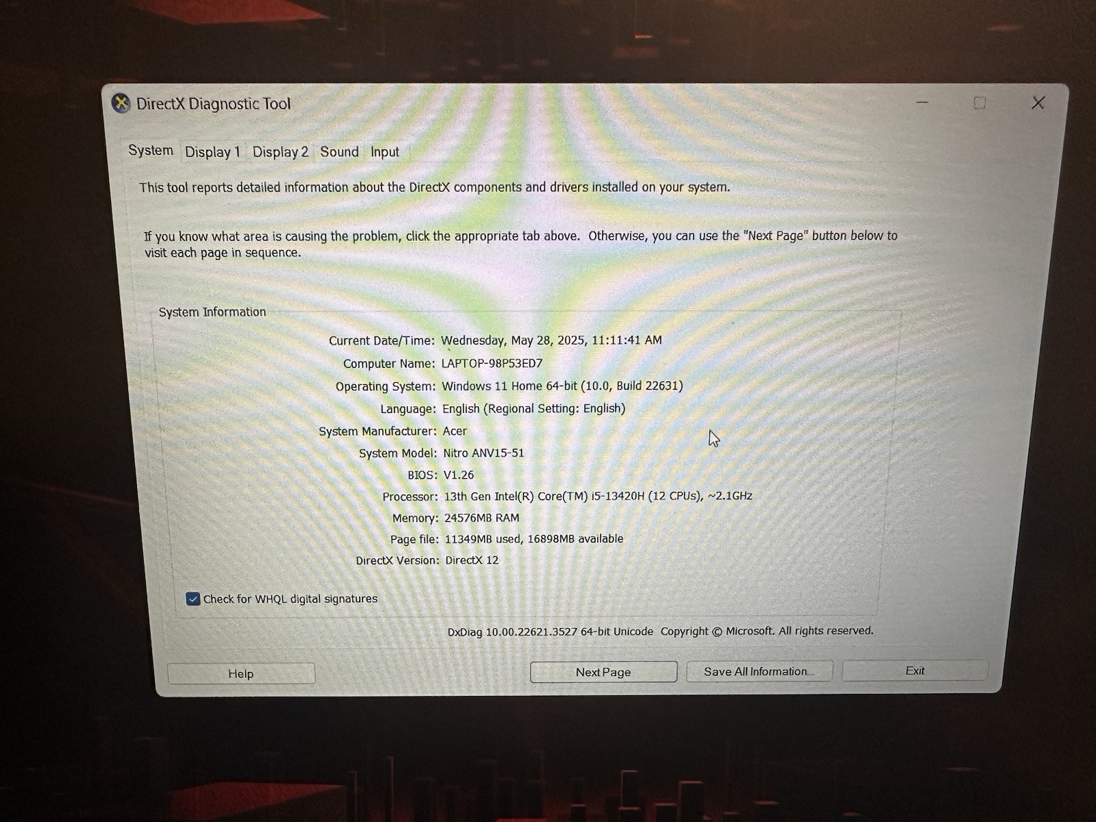 Acer Nitro V15 (Model ANV15-51) – MODDED SPECS