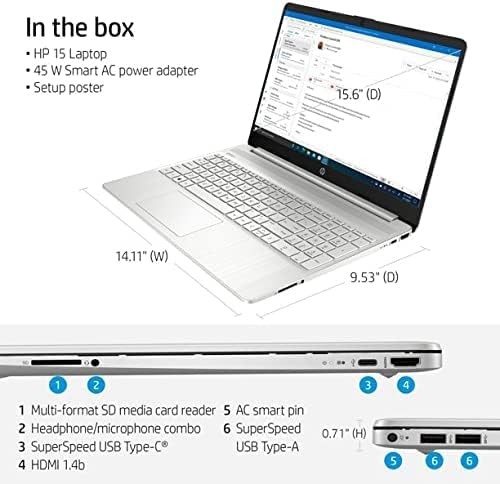 HP 15.6″ HD Laptop Intel Dual Core i3-1115G4 8GB RAM 256GB PCIe Windows 10