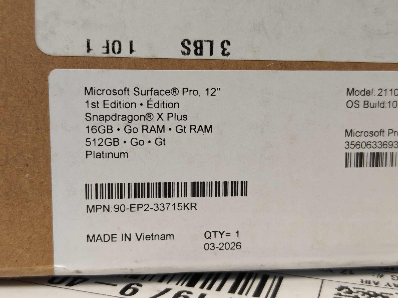 Microsoft Surface Pro Copilot+ PC 12in Snapdragon X Plus 16GB RAM 512GB 2025
