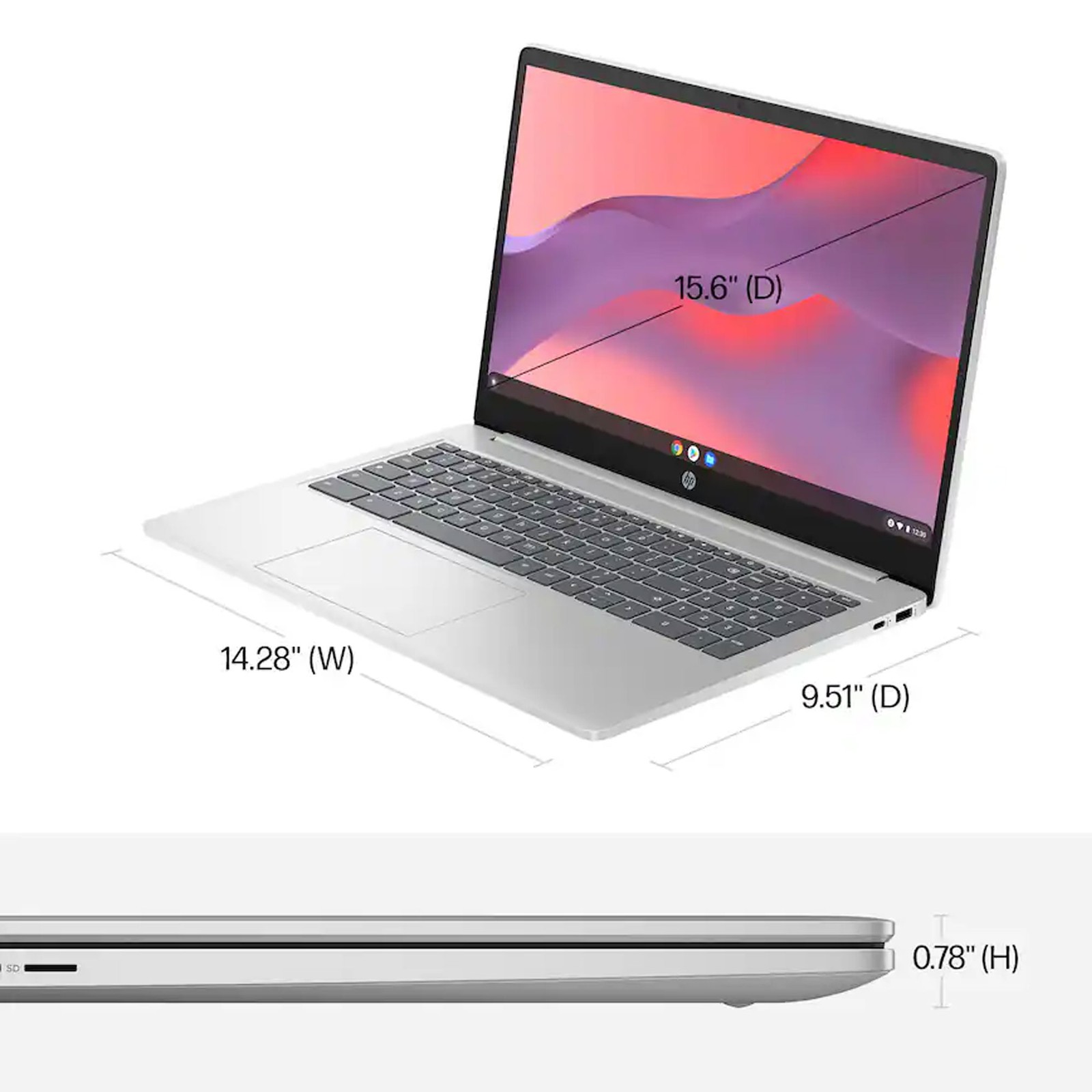 HP 15.6″ Chromebook Laptop – 8GB Memory, 64GB eMMC (Natural Silver) with Bag