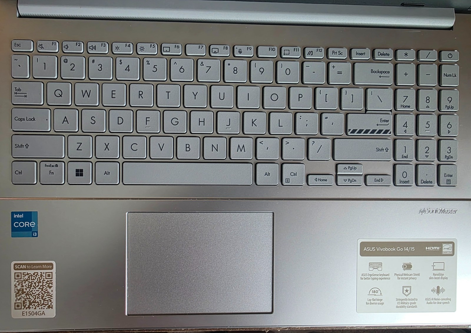 ASUS Vivobook Go 15.6″ FHD Laptop Intel i3-N305 8GB RAM 128GB UFS Silver