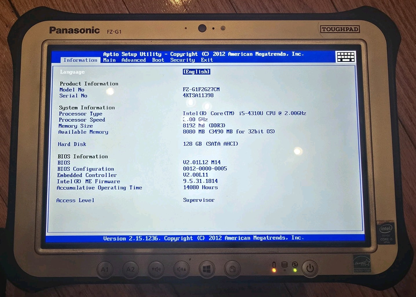 Panasonic Toughpad FZ-G1 Core i5 8GB RAM 128GB SSD Win 10 Pro + EXTRAS (READ)