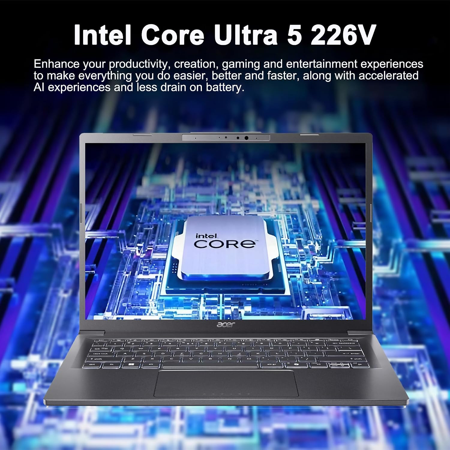 Acer Aspire 14 AI Portable Laptop 14″ WUXGA Matte Touch Intel 8-Core Ultra 5 226