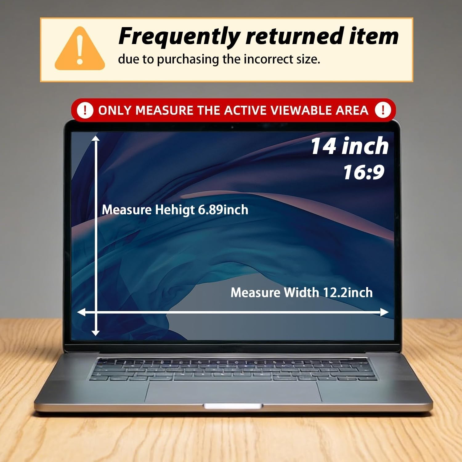 Laptop Privacy Screen 14 Inch, Removable 16:9 Aspect Filter for 14 Inch Laptop