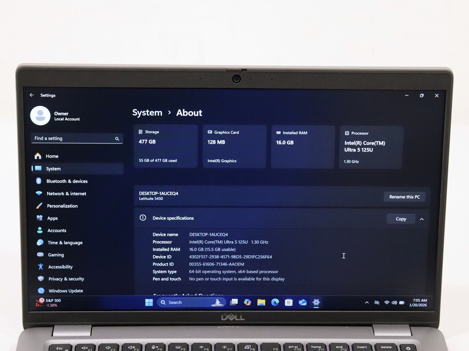Dell Latitude 5450 14″ Ultra 5 125U 16GB 512GB NVMe Windows 11 Pro