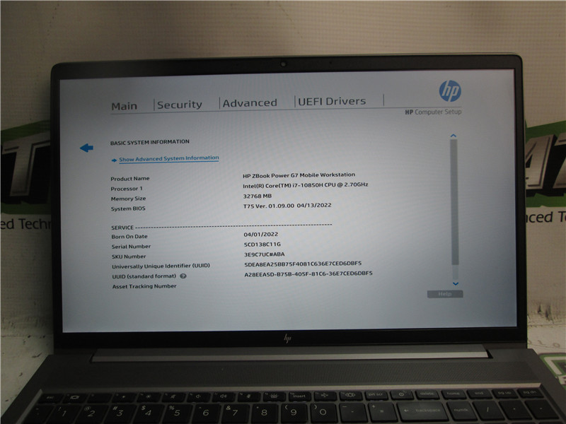 HP ZBook G7 Laptop i7-10850H 2.7GHz 32GB 512GB SSD Windows 11 Pro COA Used Fair