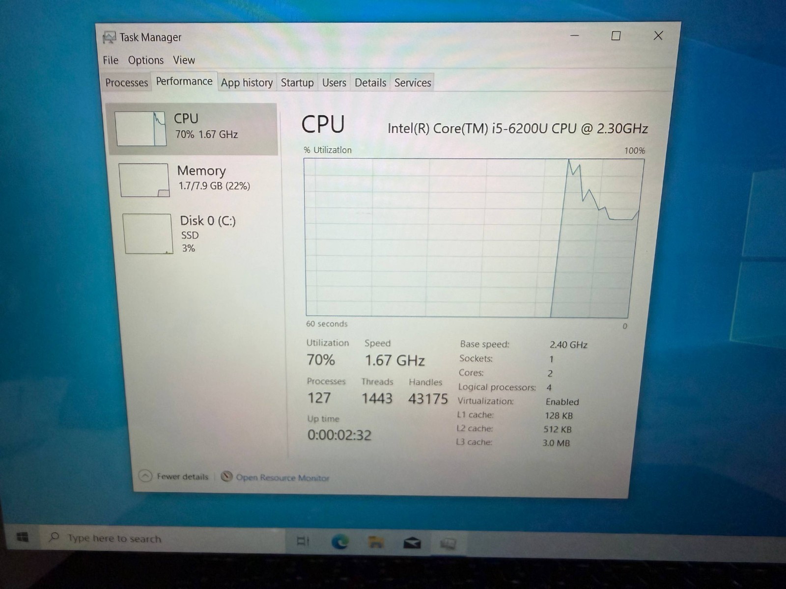 Laptop Dell Inspiron 15 7000 i5-6200U 8GB RAM 475GB SSD