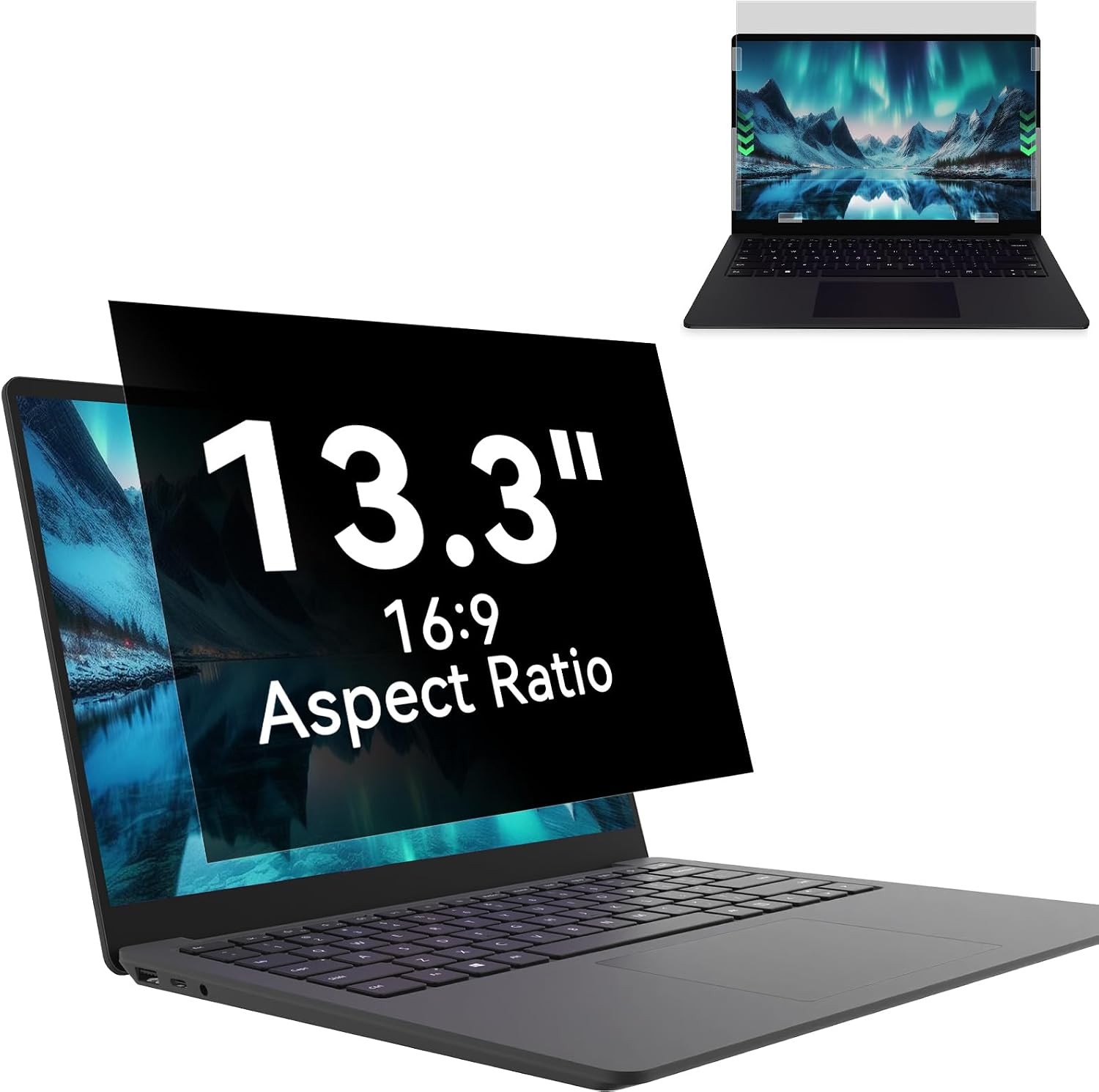 Laptop Privacy Screen 13.3 Inch, Anti-Glare Blue Light Monitor Protector 16:9