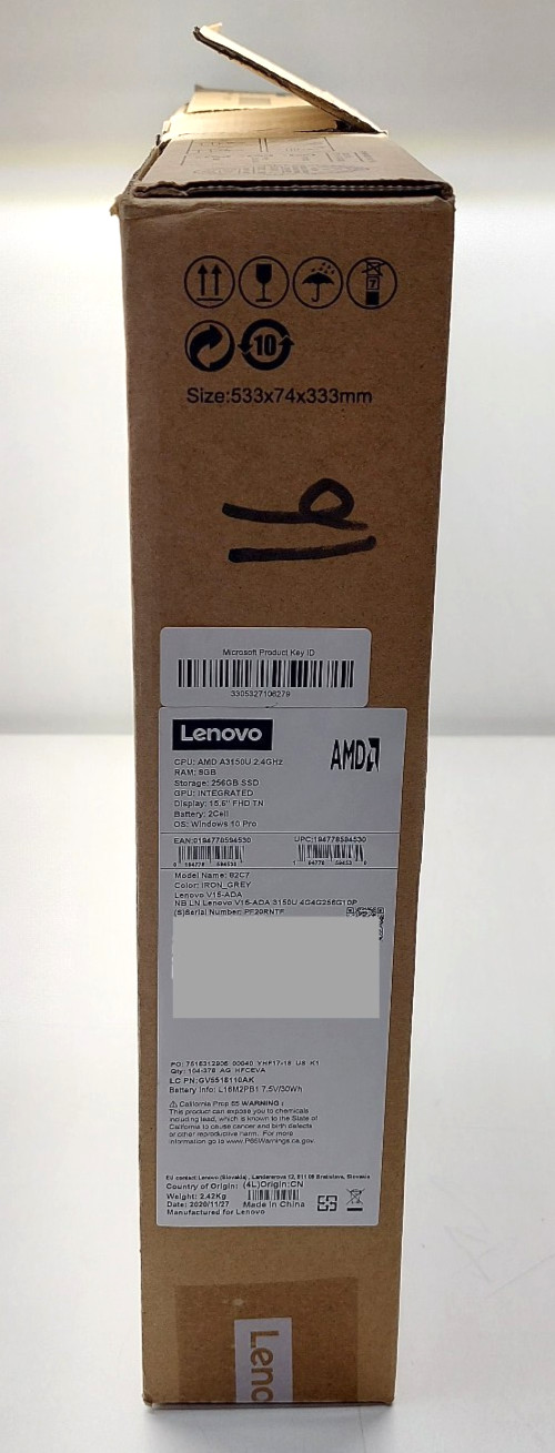 Lenovo 82C7 V15-ADA 15.6″ FHD TN AMD A3150U 2.4 GHz 8GB RAM 256GB SSD Win10 Pro