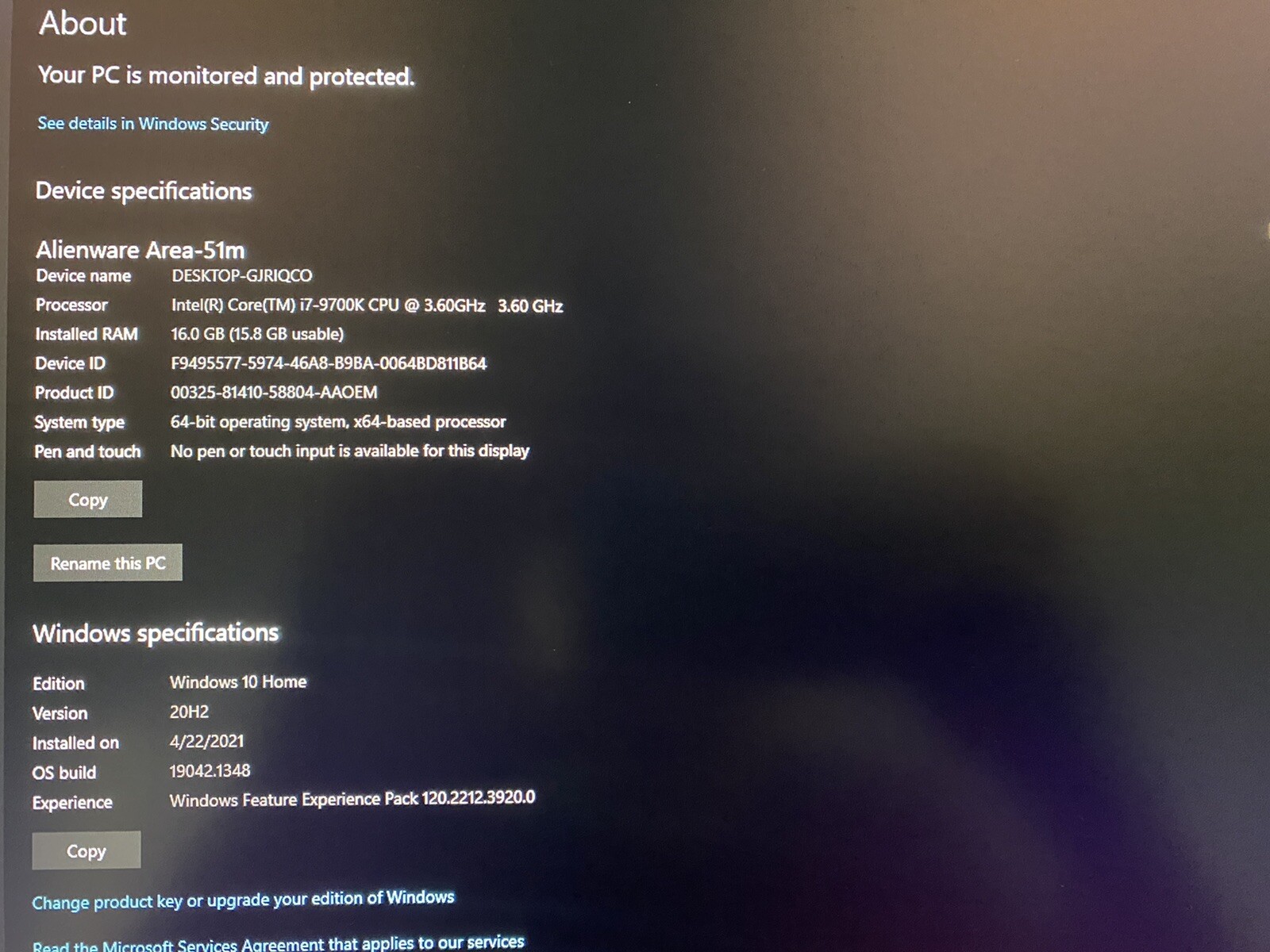 2020 Alienware Area-51m I7-9700k 16gb 1tb 128gb SSD 17.3 FHD RTX 2070