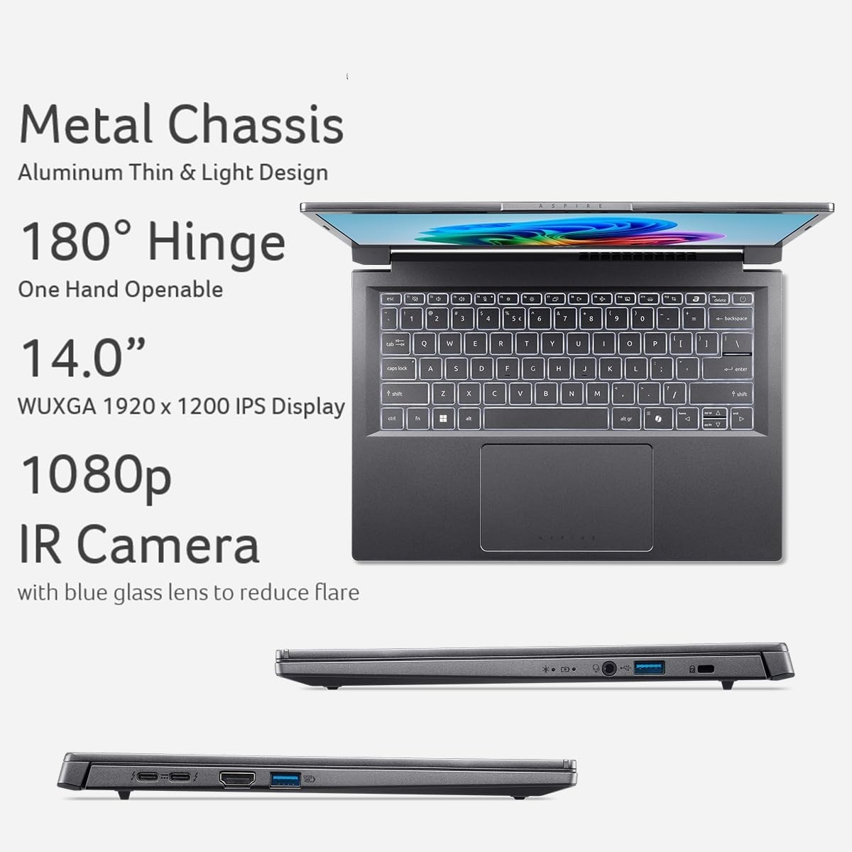 Acer Aspire 14 AI Intel Core Ultra 5 226V 512GB SSD 16GB Laptop WUXGA Gray
