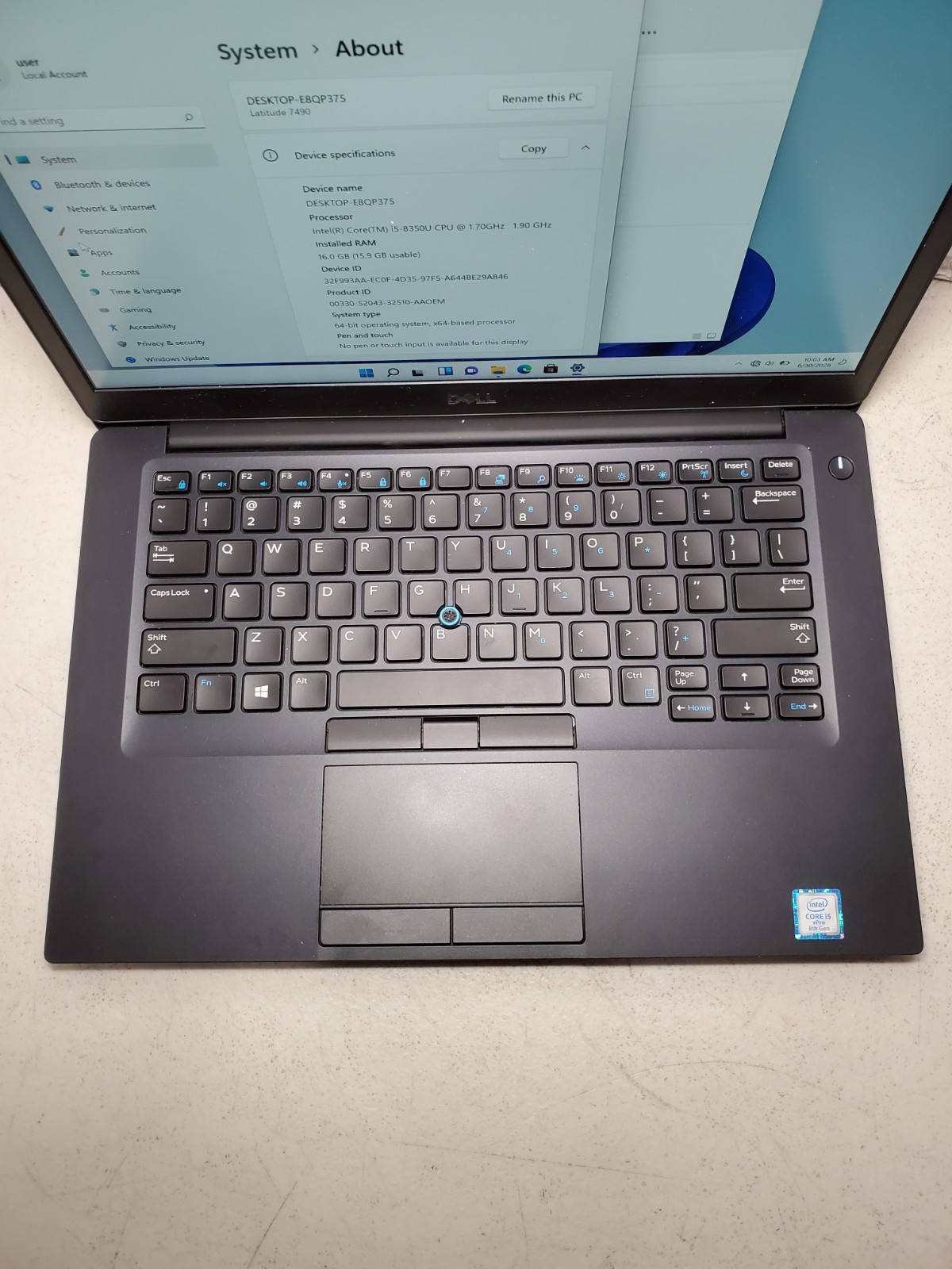 Dell Latitude 7490 14″ Laptop i5-8350U 1.70GHz 16GB RAM 256GB SSD Win11 #69