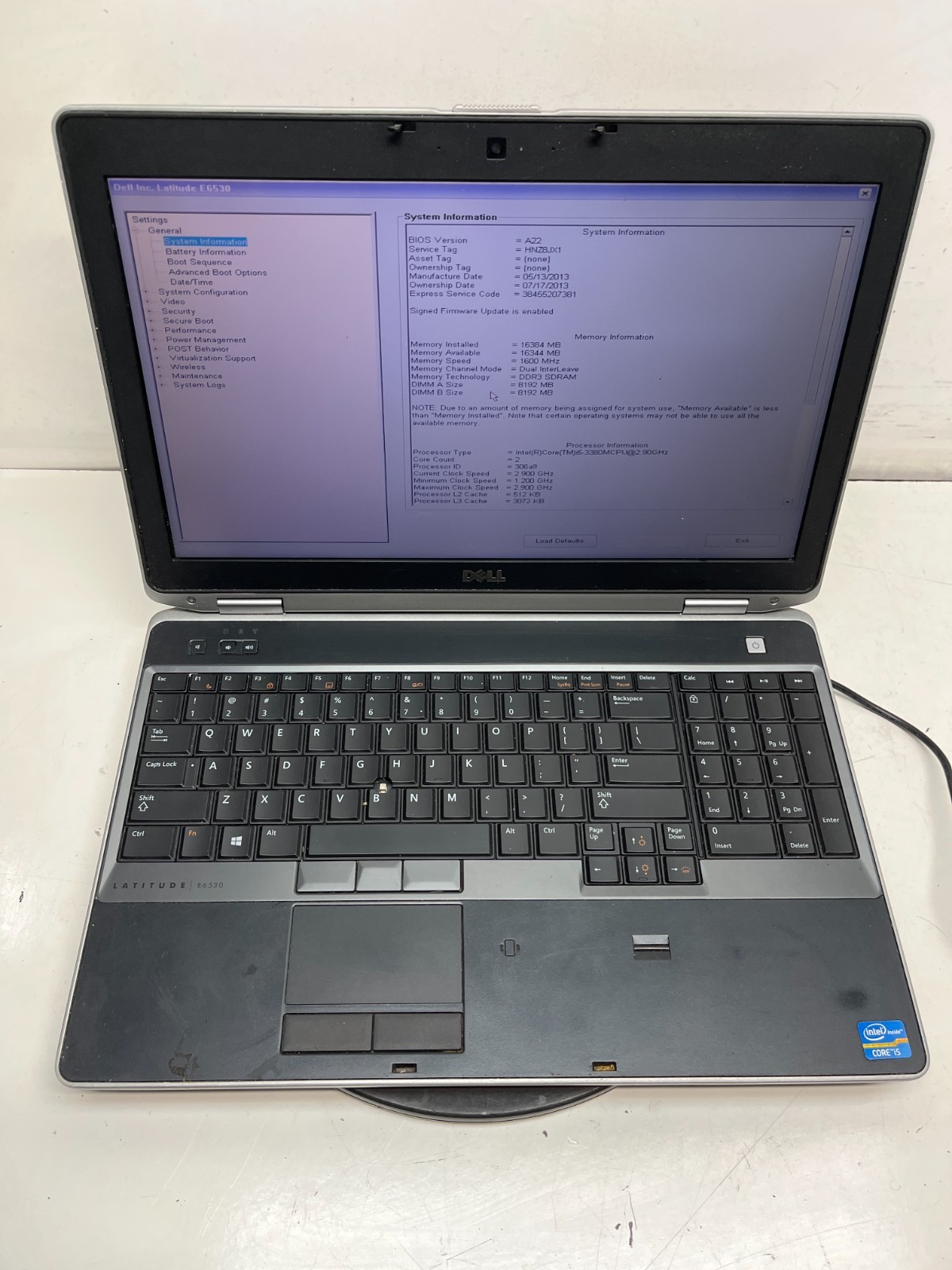 Dell Latitude E6530 Intel Core i5-3380M 2.90GHz 16GB NO HDD