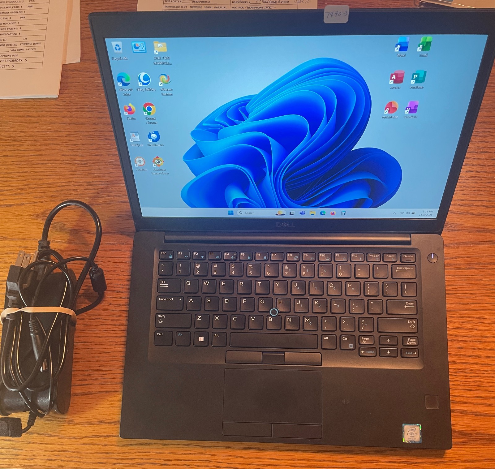 Dell 7490 14″ Laptop i7-8650U– 16GB/512gb+1tb/Win11 Pro 25H2+Office 2021-3 MORE